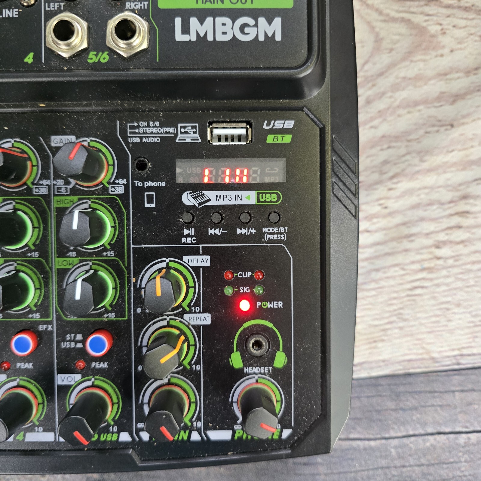 6 Channel Audio Mixer Mixing Console Led Screen USB Powered Podcast Music Mic