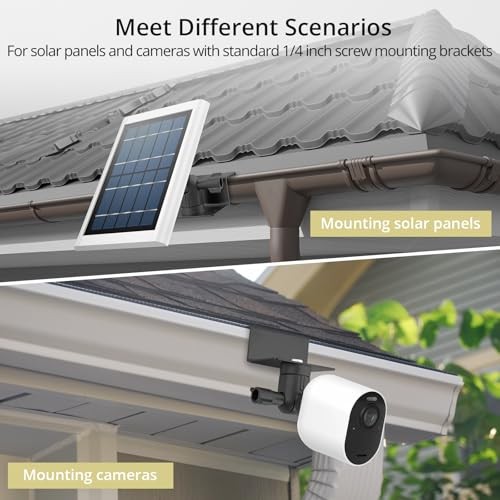 2-Pack Adjustable Gutter Mounts for Solar Panels & Security Cameras, Black
