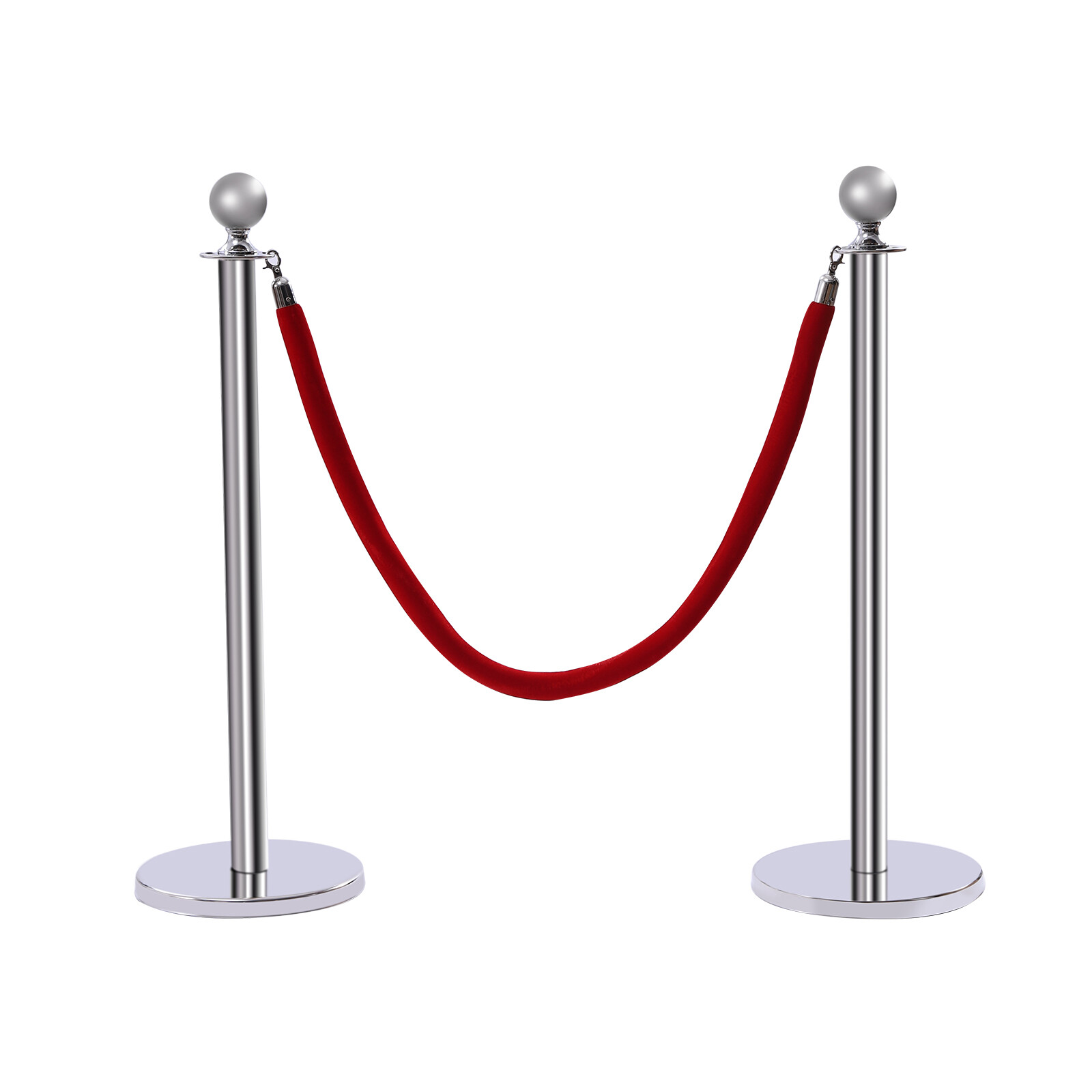 Golden 6Pcs Stanchion Posts with 4 Velvet Ropes Crowd Control Queue Pole Barrier