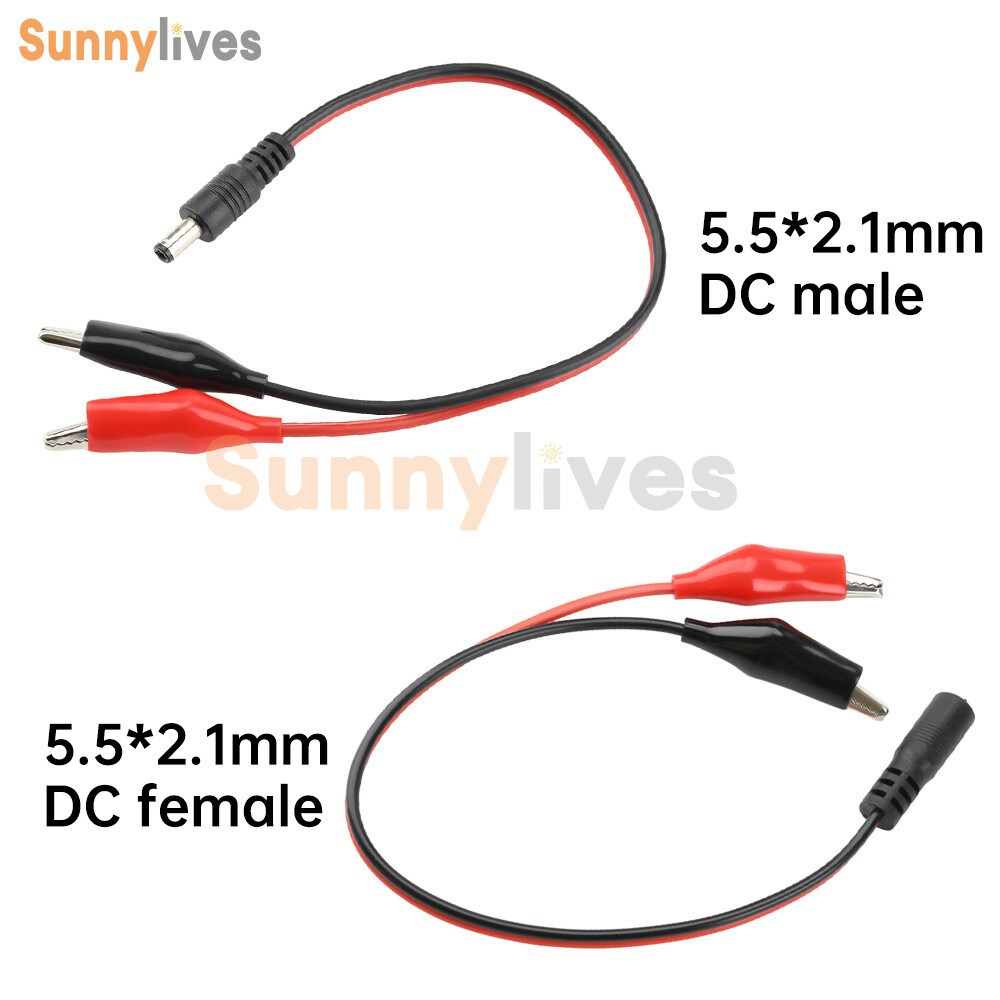 DC Power Supply Male Test Leads with Alligator Clips Jumper Cable Wire 5.5*2.1mm