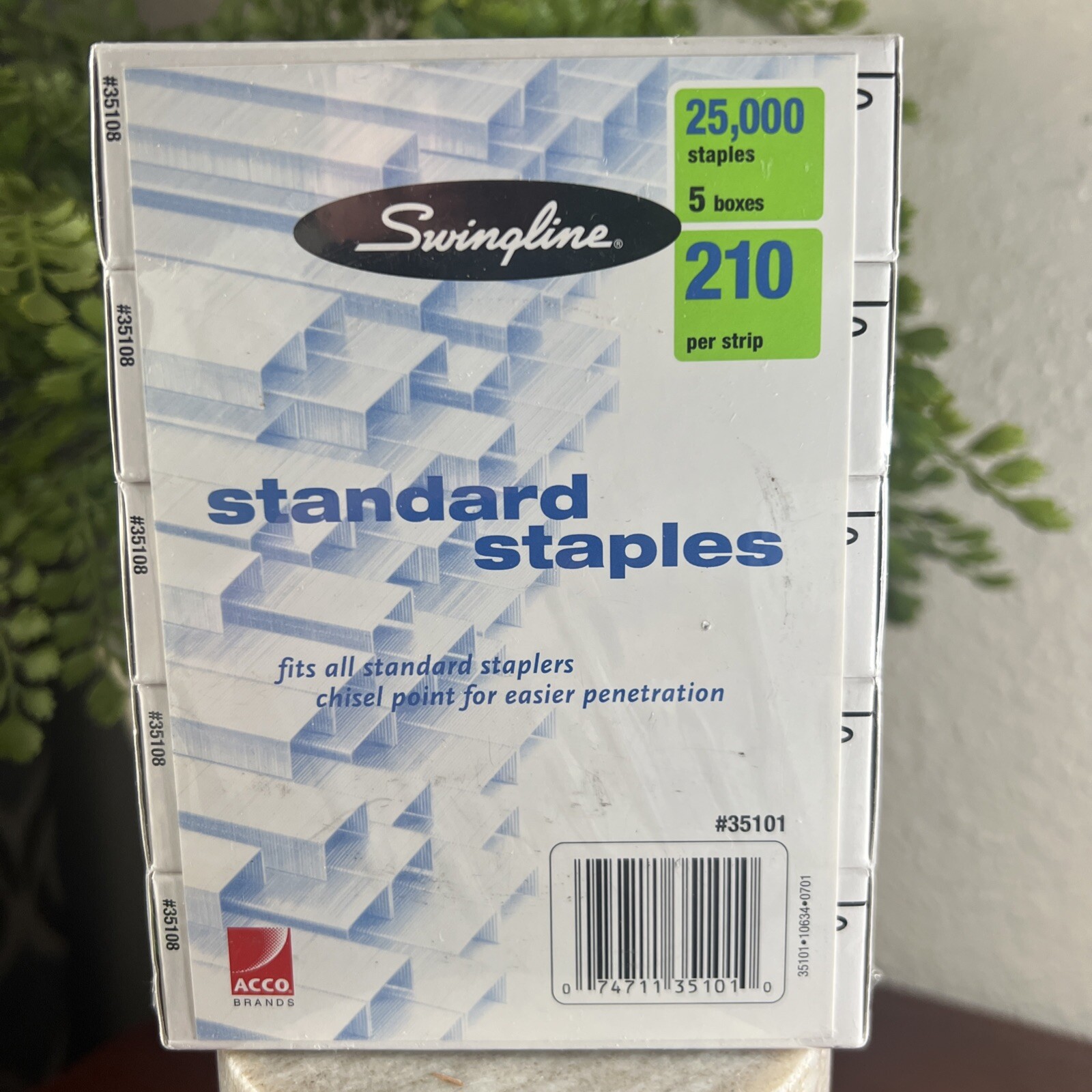 Swingline Staples Standard 1/4 inches Length 210/Strip 5000/Box 5 Pack 35101
