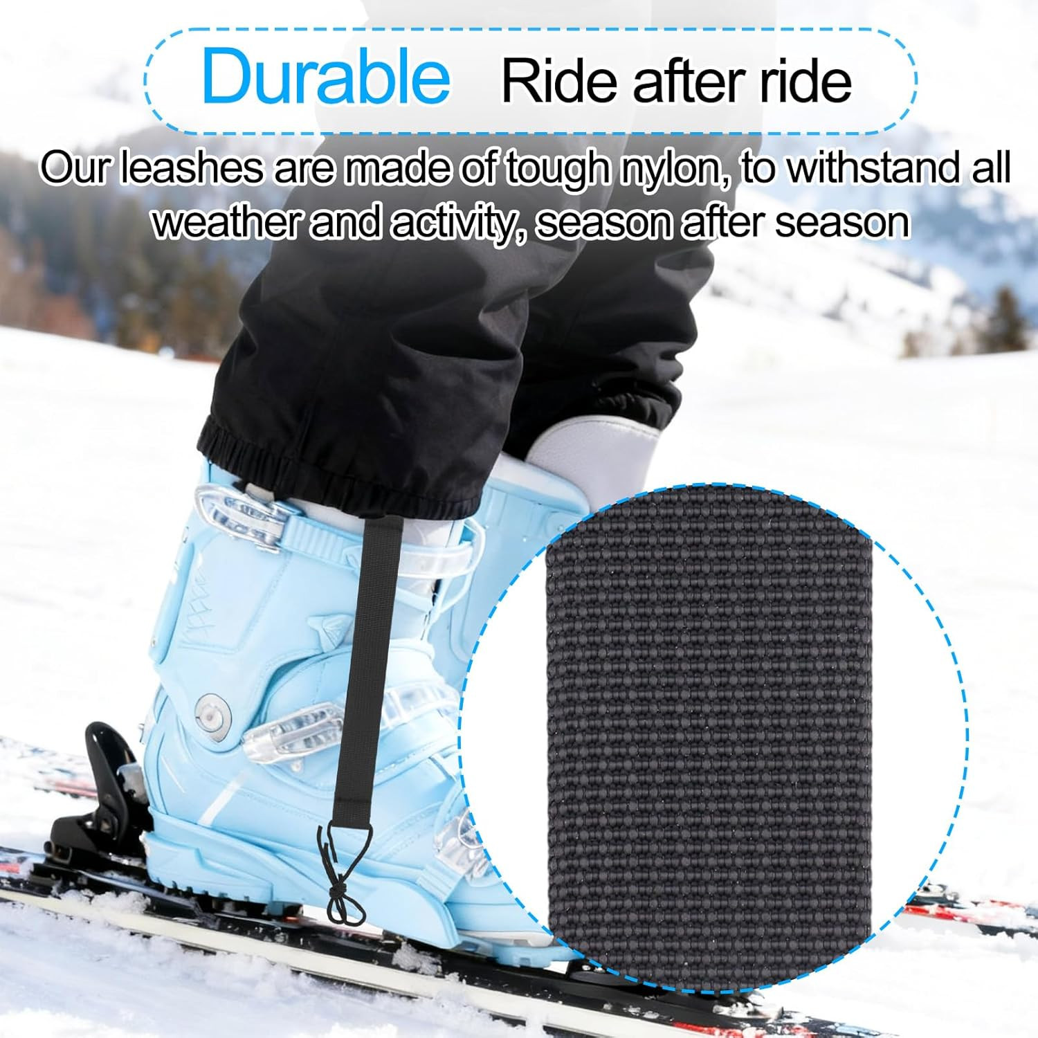 4Pcs Snowboard Short Leash with Key Ring, 25Cm/9.84In Polyester Ski Leash Safety