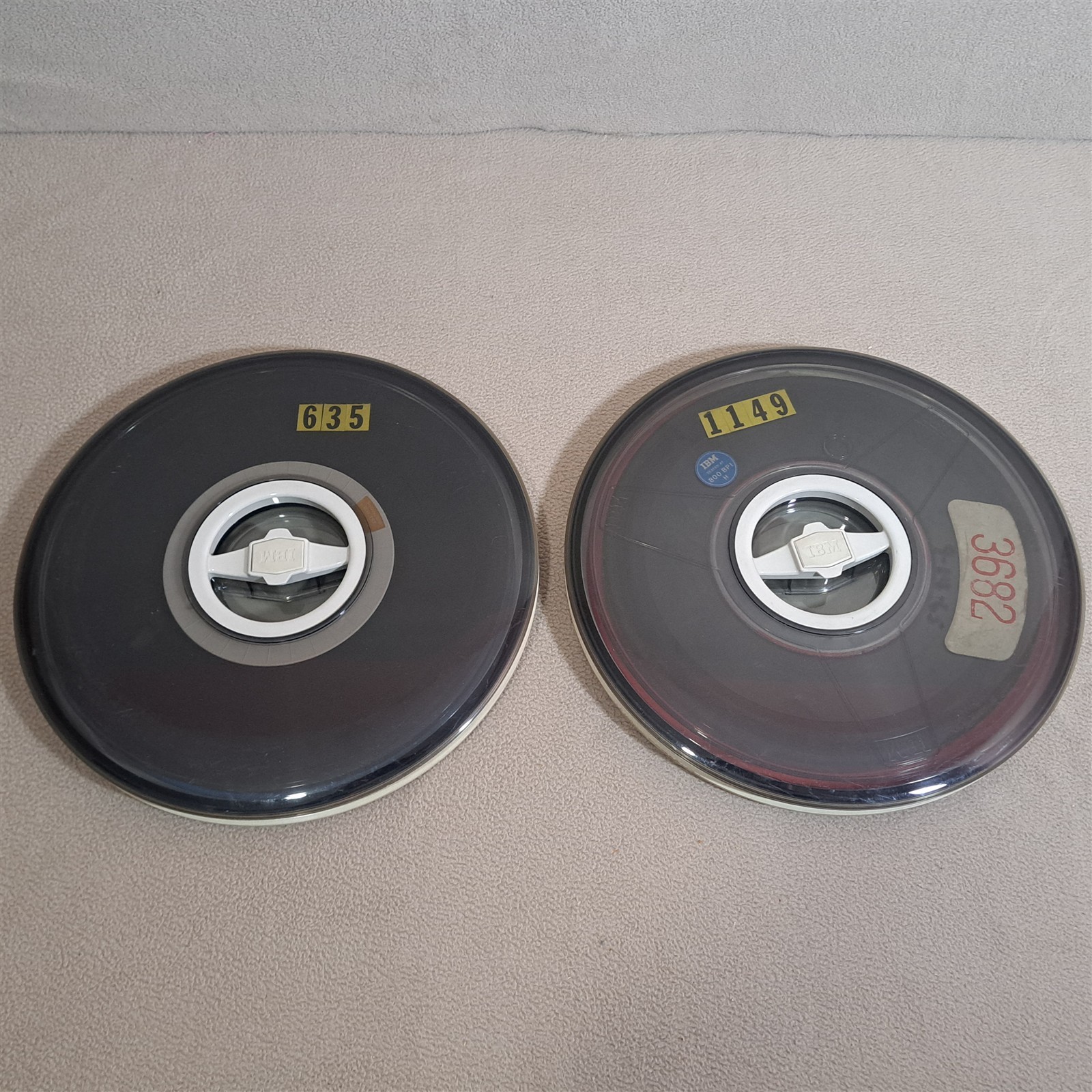 2 IBM 9-Track 10.5" Computer Data Magnetic Tape Reels [w/ Cases] d