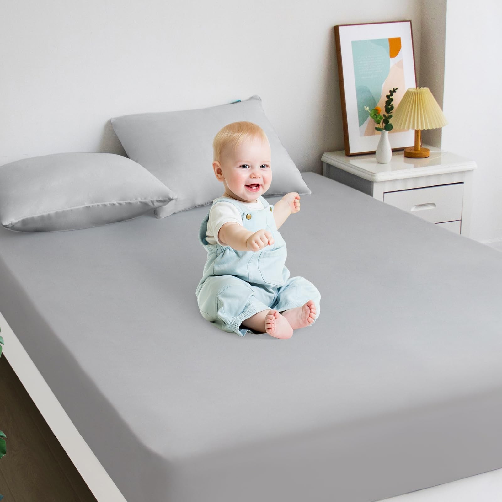Queen Mattress Protector Waterproof, 60" x 80", Grey
