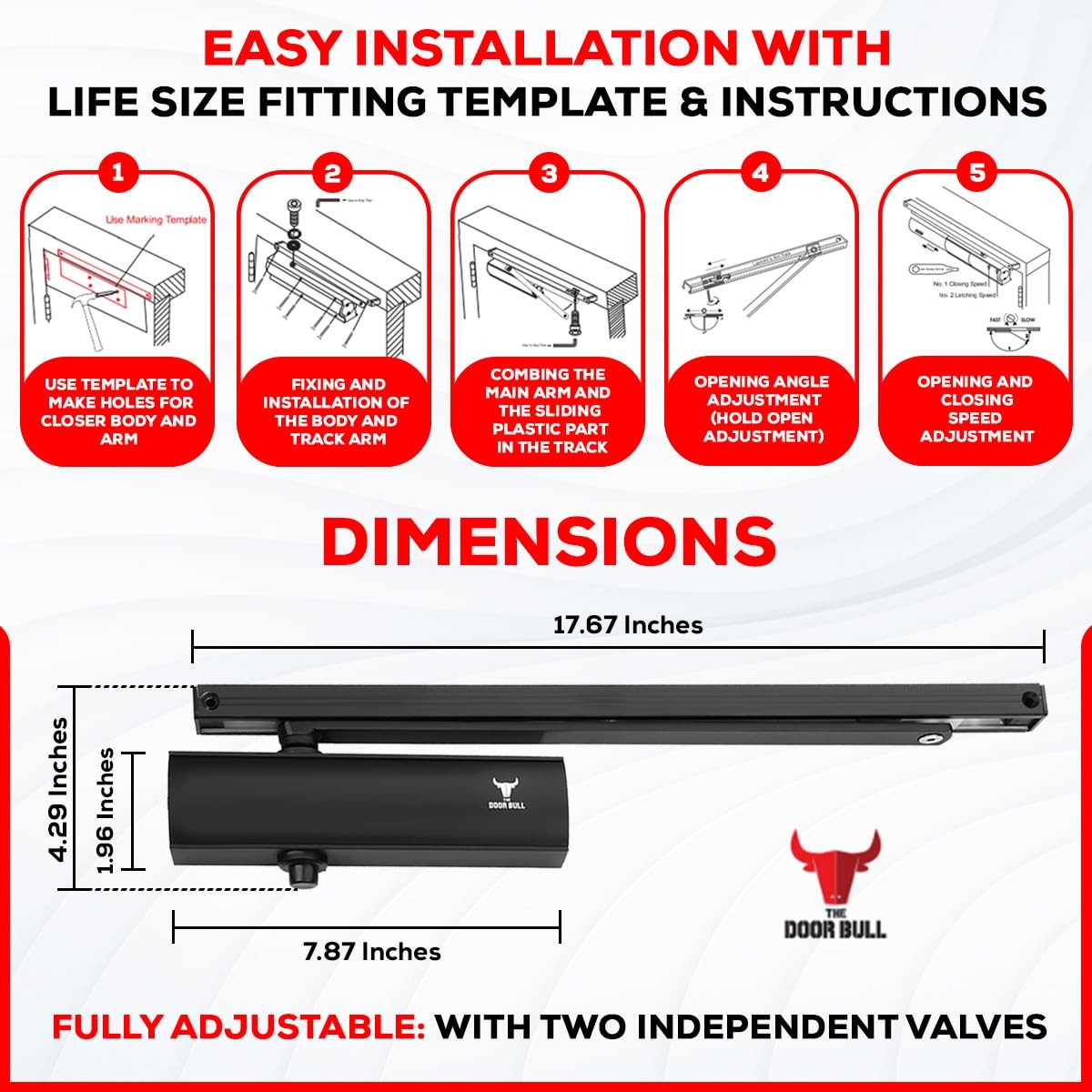 Automatic Adjustable Closers, Sexy and Solid Hydraulic Auto Door-Closer, Residen