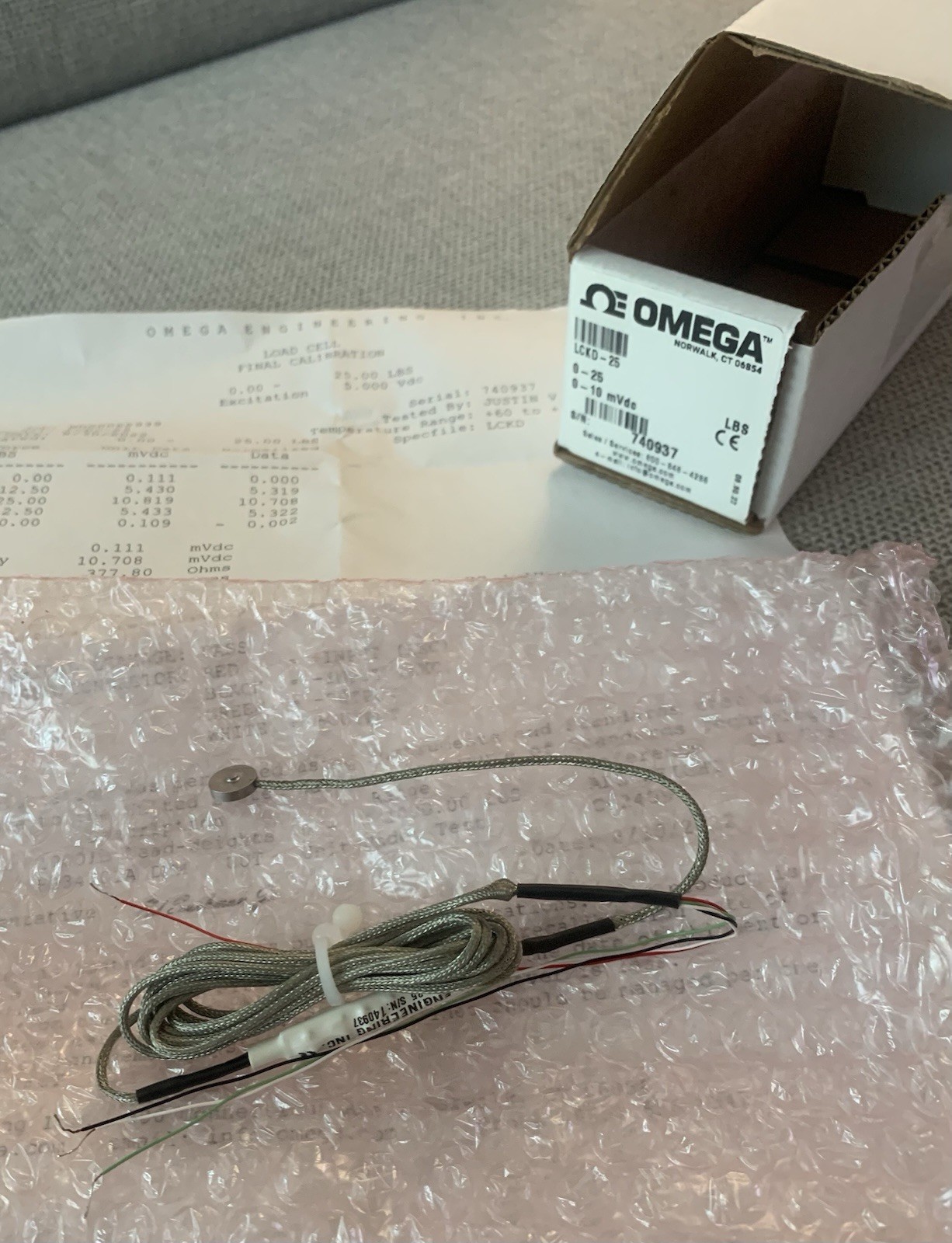 Omega Subminiature Button Compression Load Cell - LCKD-25 - 25lbf
