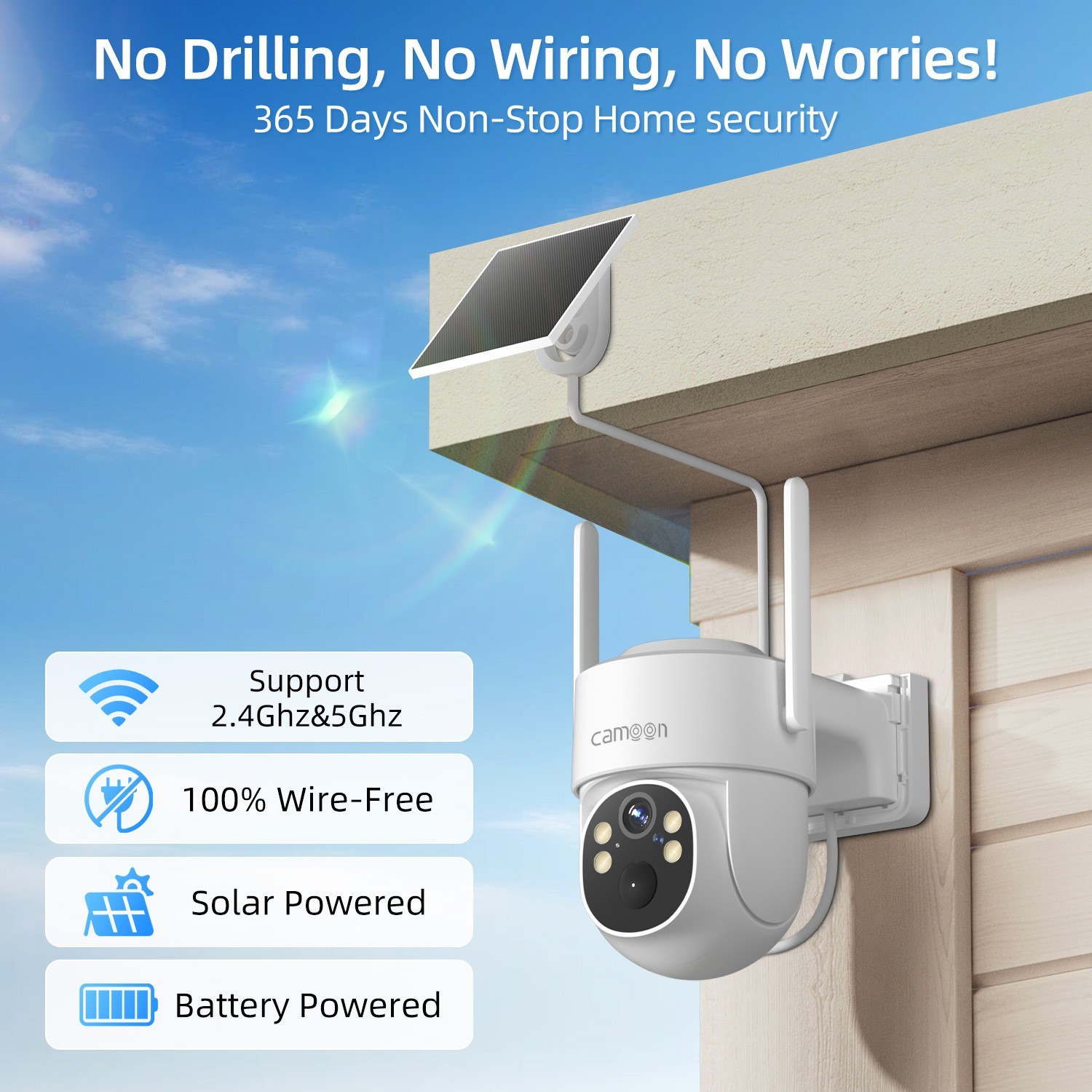 Solar Battery Powered Wireless Security Camera System WiFiIP Outdoor Home