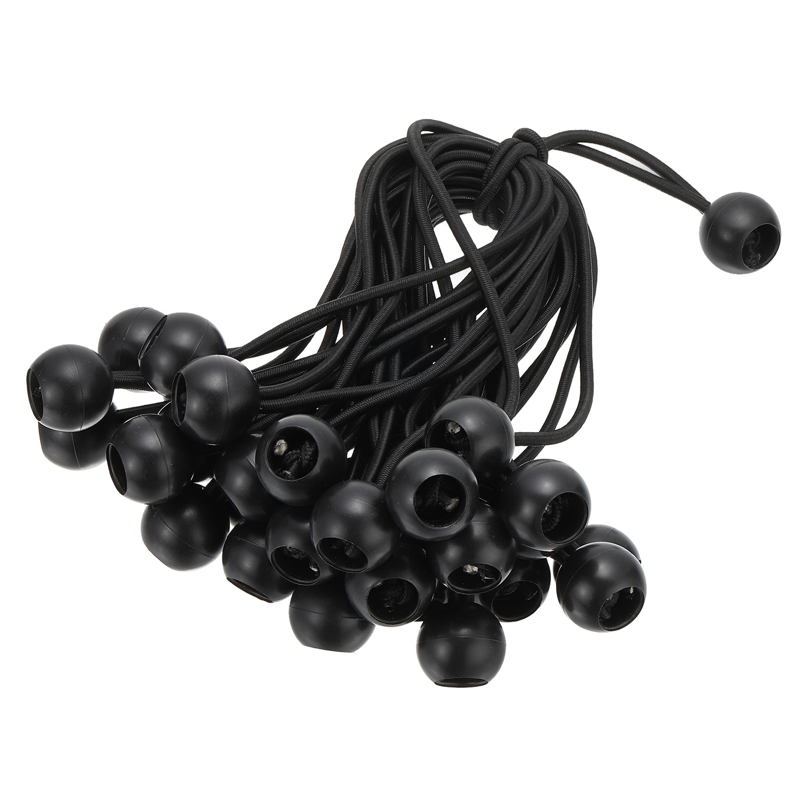 30Pcs Ball Bungee Cord 9" Canopy Tarp Tie Downs Cords for Camping Black
