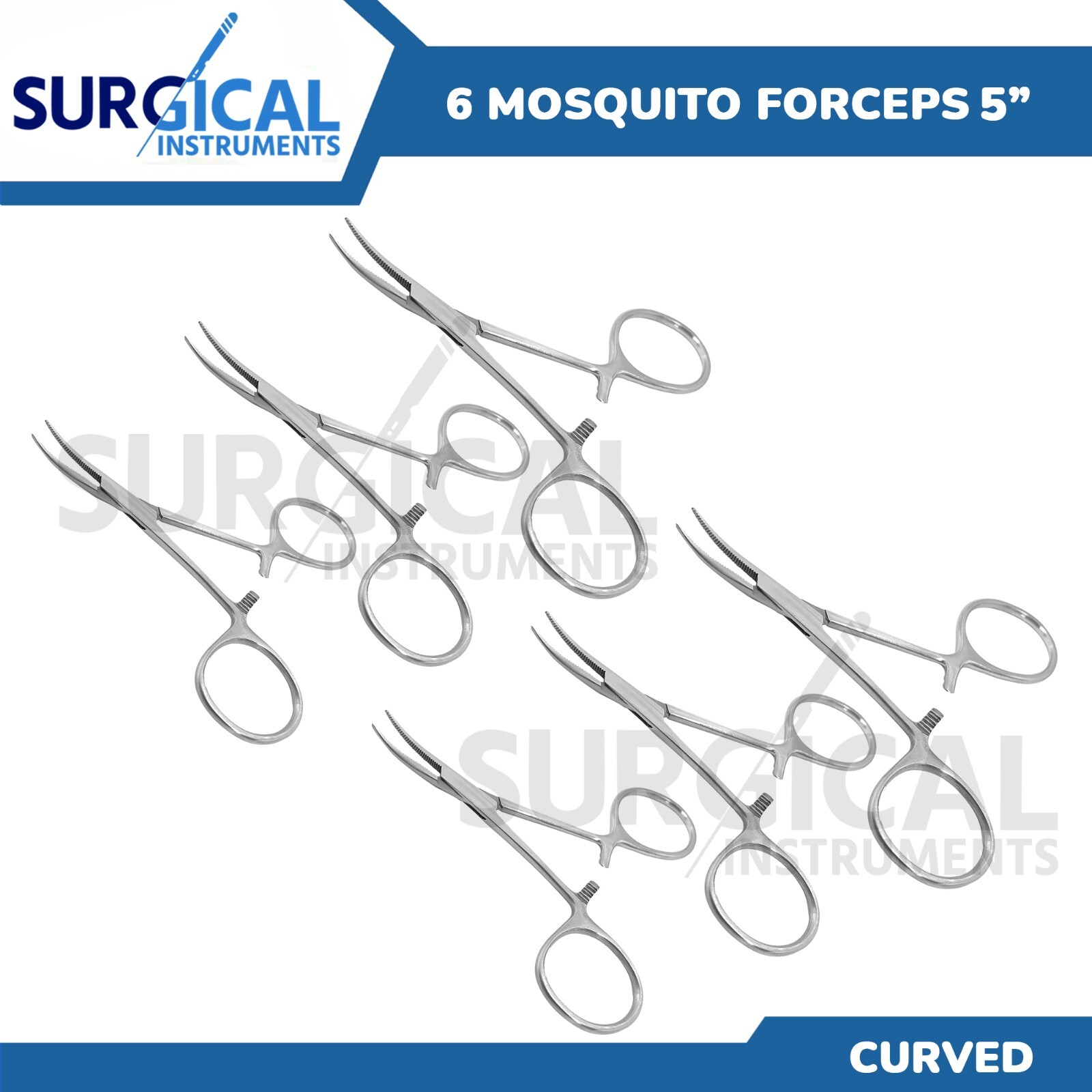 6 Pcs Mosquito Forceps 5.00" Curved German Grade Stainless Steel