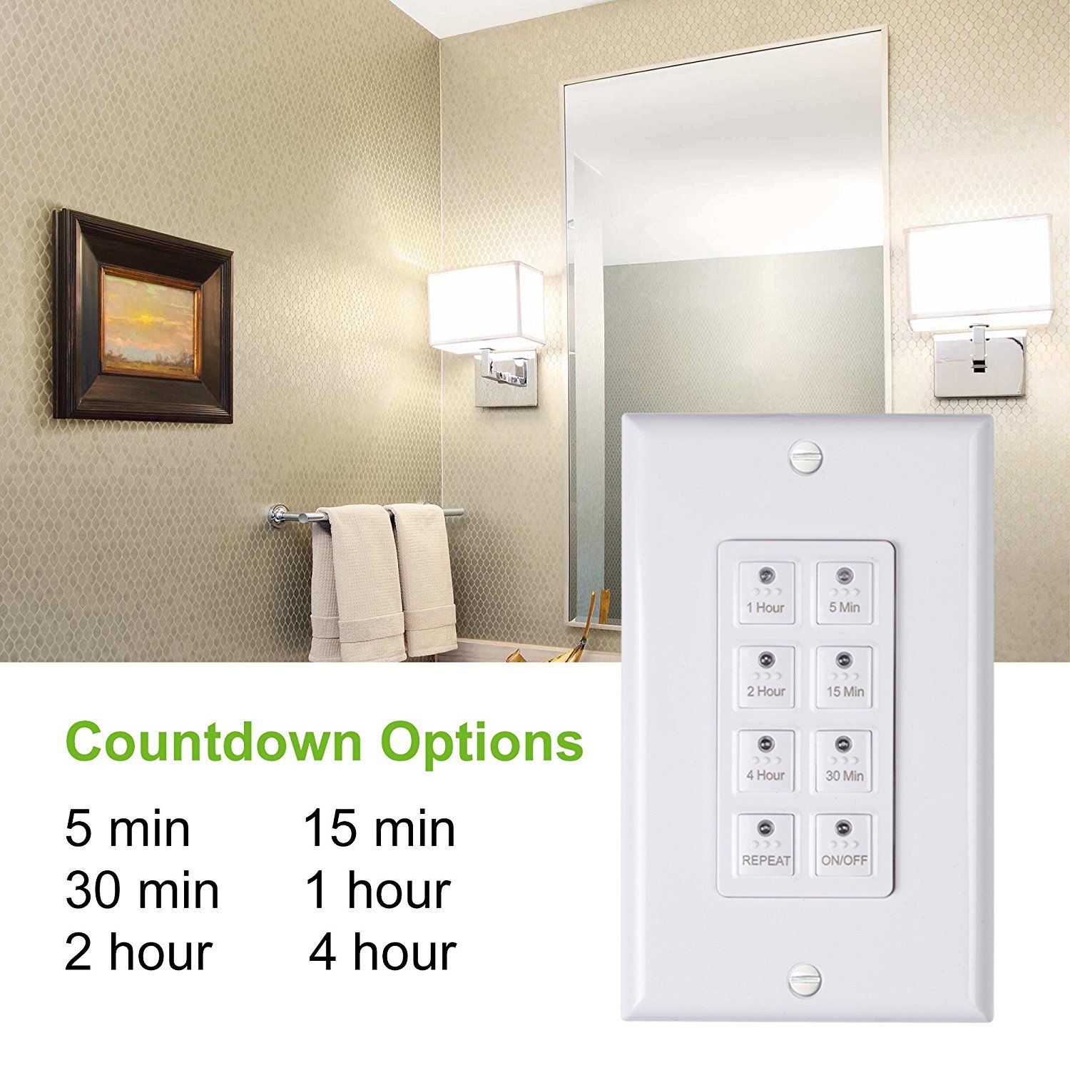 BN-LINK Countdown Digital In-wall Timer Switch 5-15-30-60 mins 2 4 hours For Fan