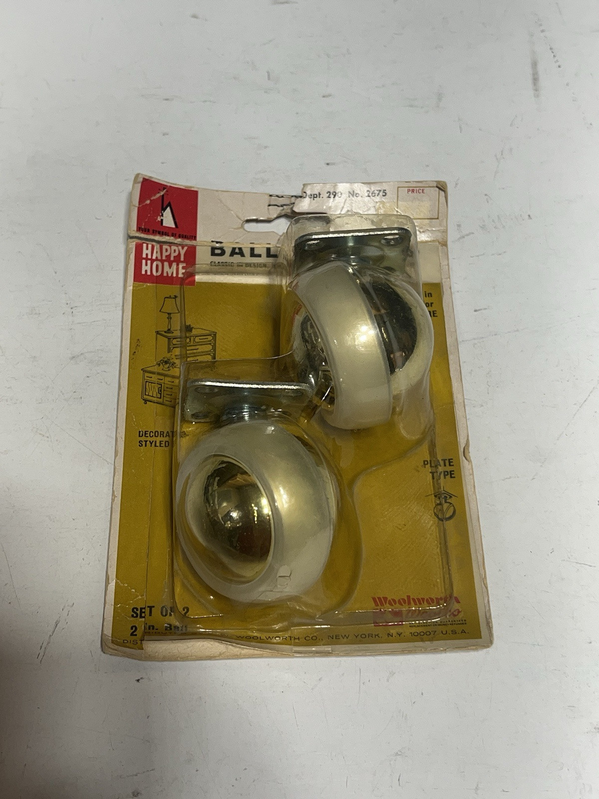 2-pk NOS New 2 inch Woolworth Furniture Ball Caster 2” MCM