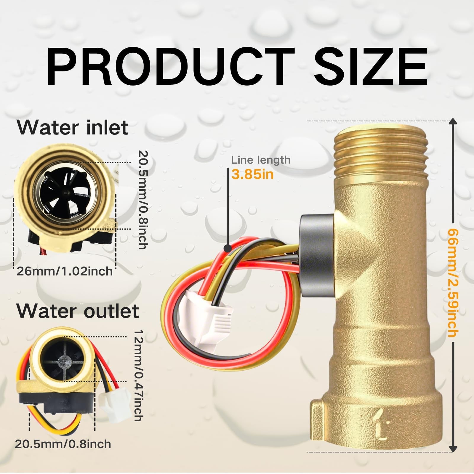 Water Flow Sensor Replacement for RV Tankless Heater Brass