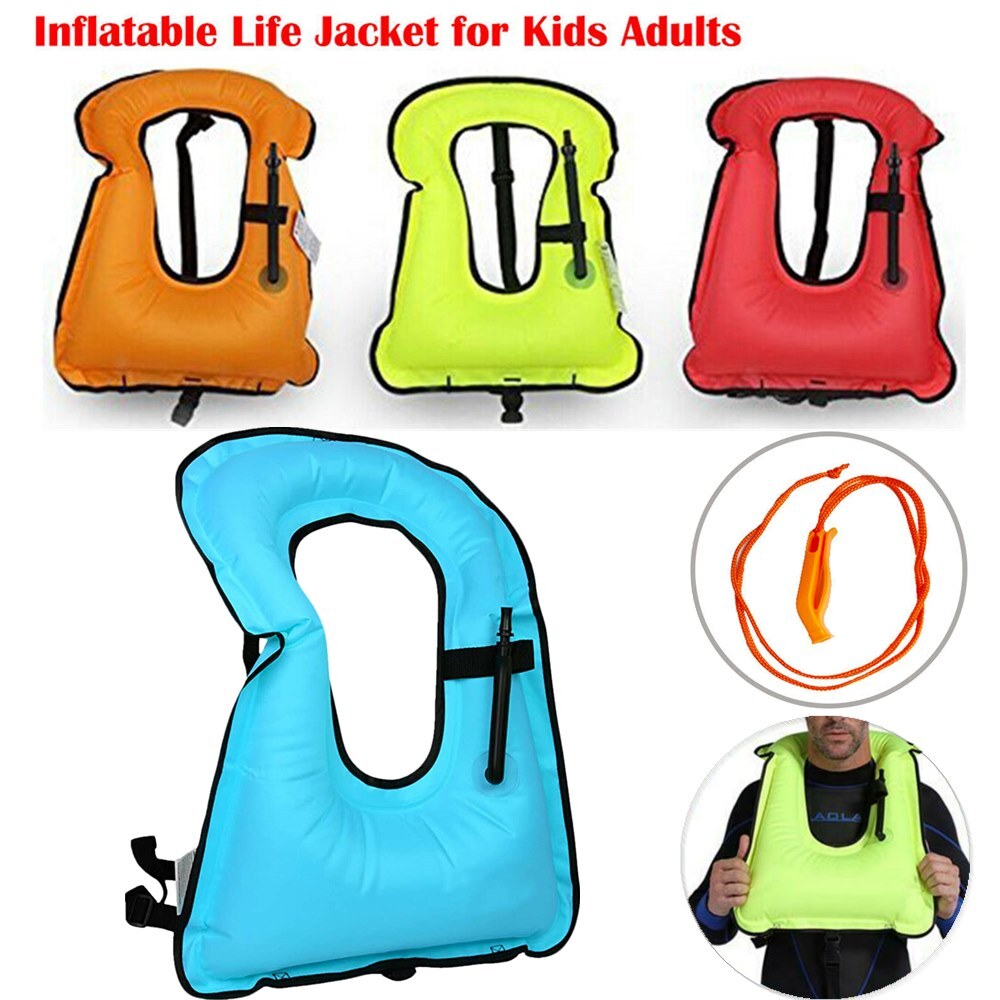 Snorkel Vest Adults Kids Portable Inflatable Swim Vest Jackets for Snorkeling