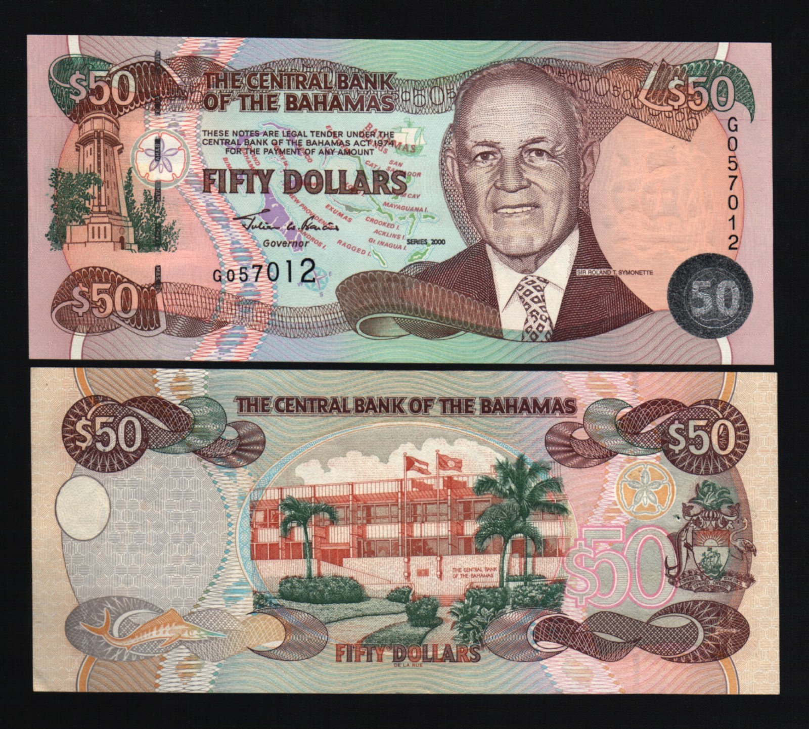 BAHAMAS 50 DOLLARS P66 2000 Millennium LIGHTHOUSE UNC RARE Money Bill BANK NOTE