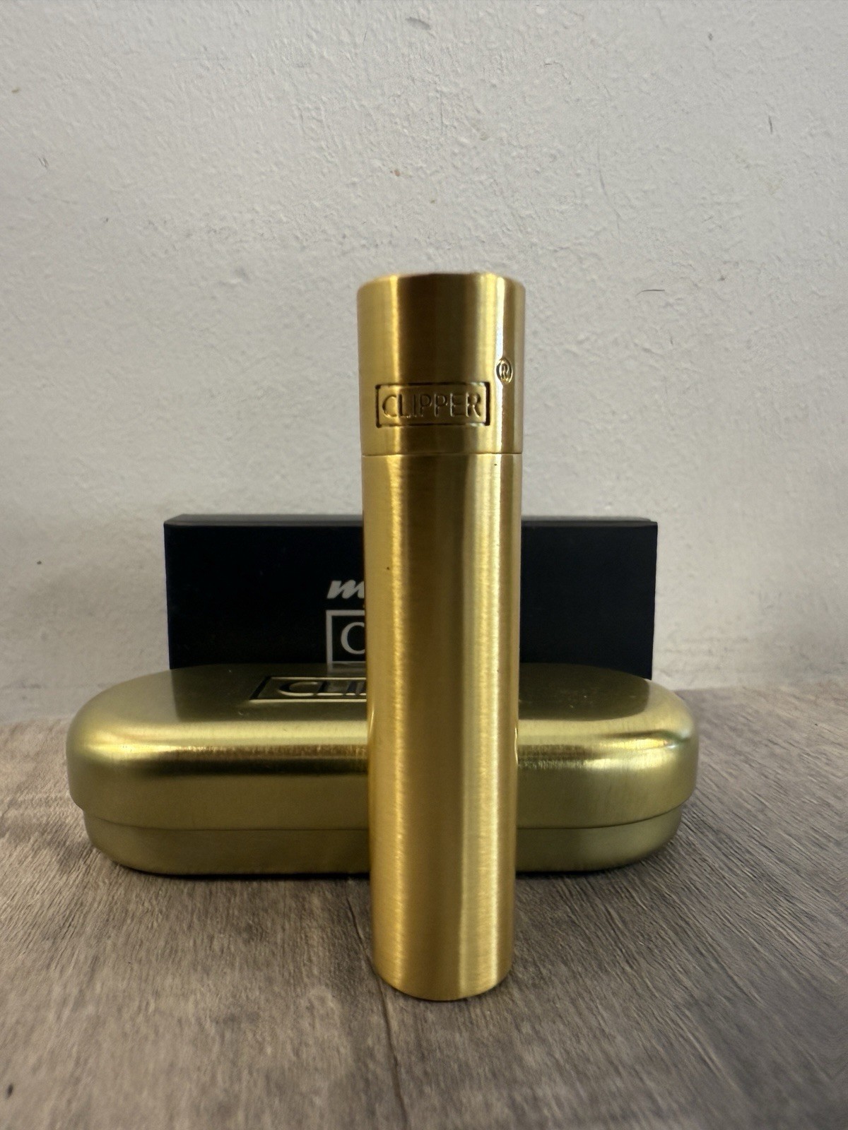 Metal Clipper Lighter (BRUSHED GOLD) With Gift Box Refillable AUTHENTIC