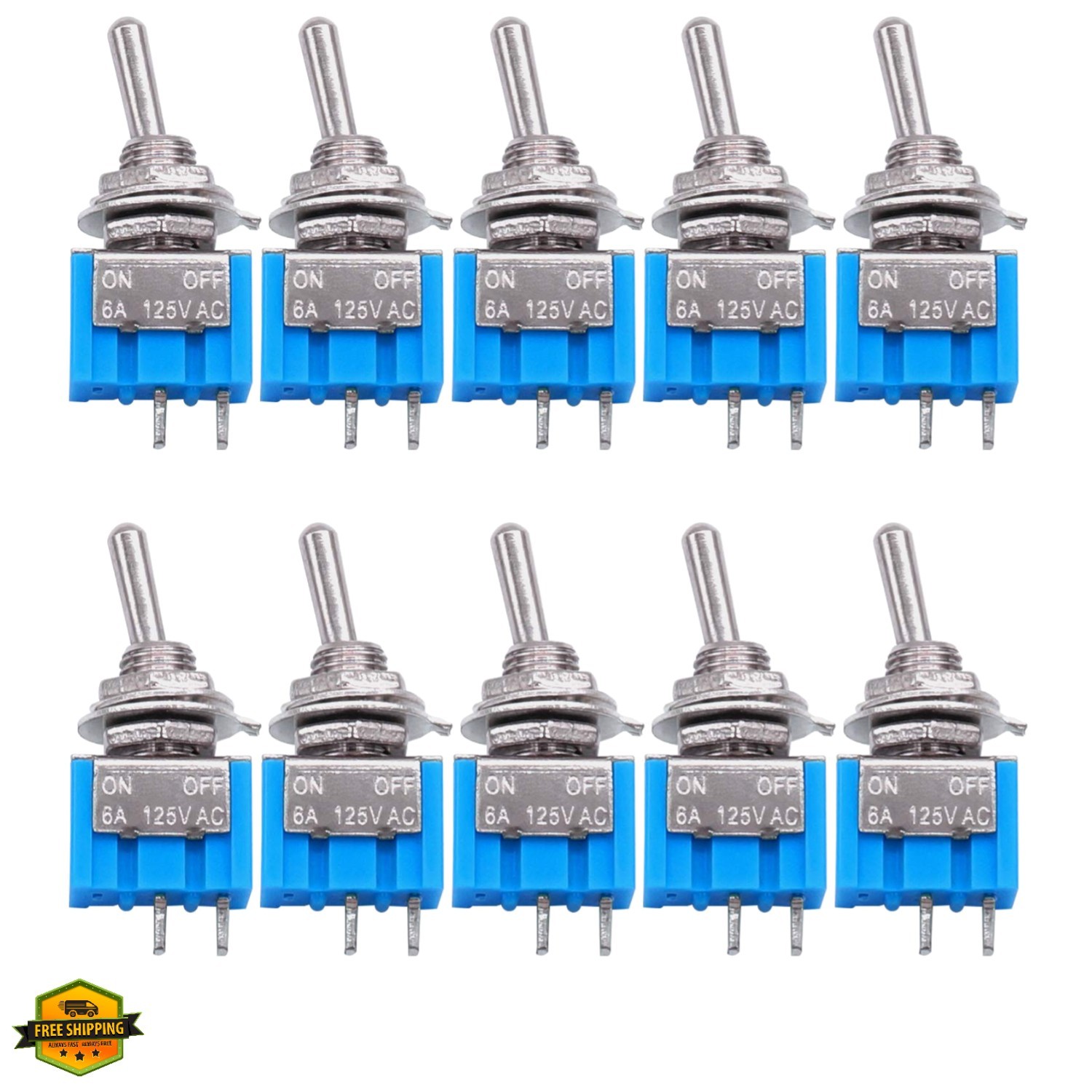 10PCS SPST Mini Toggle Switch 2 Pin 2 Position ON/Off Miniature Toggle Switch...