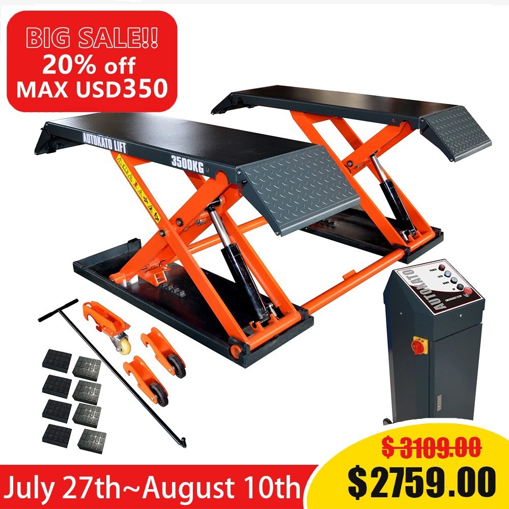 AUTOKATO Mid Rise Scissor Lift 8000lbs Penumatic Release Auto Lift 110V/1PH