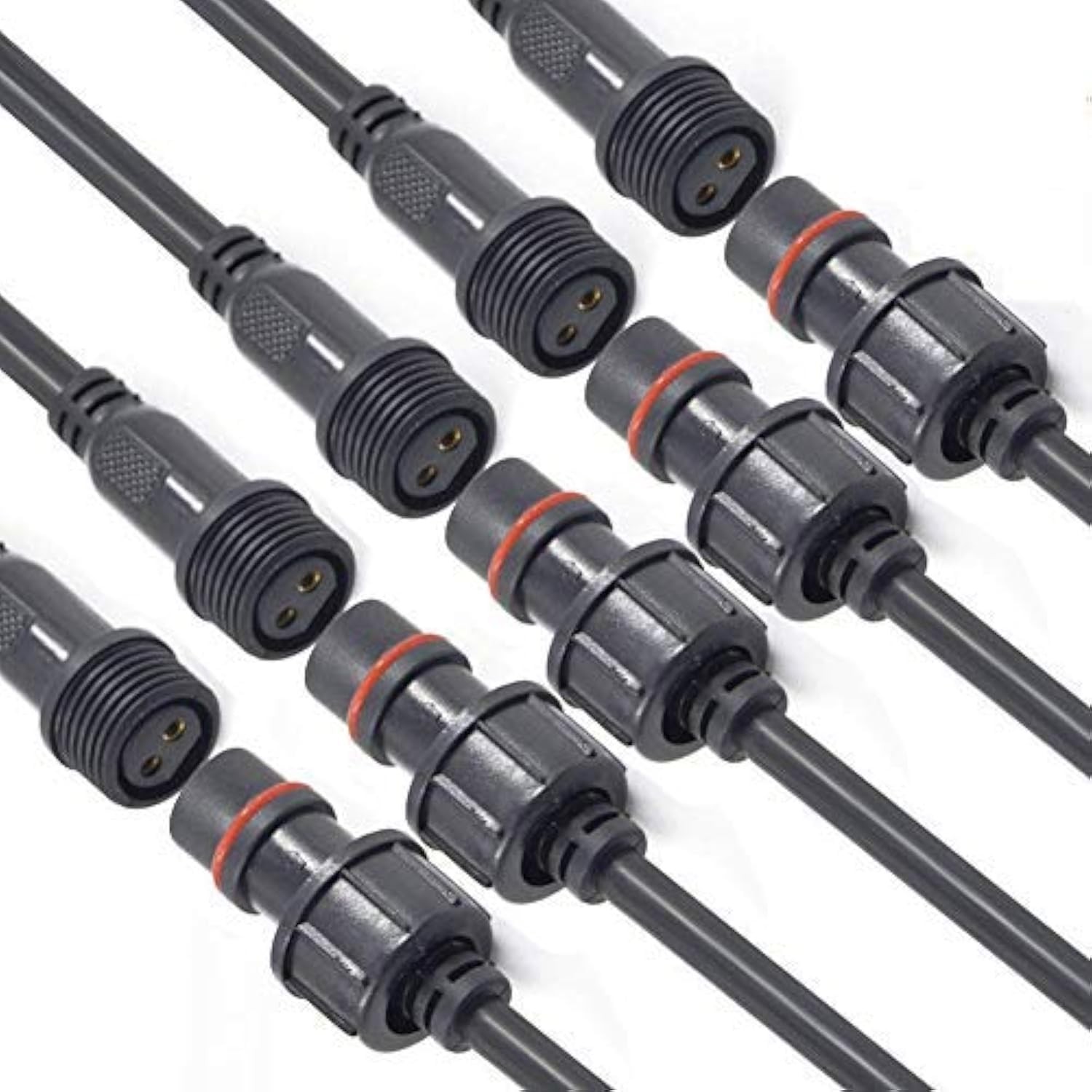 Waterproof LED Connector 2 Wire 16AWG 2 Pin IP68 Extension Cable 5 Pair Set