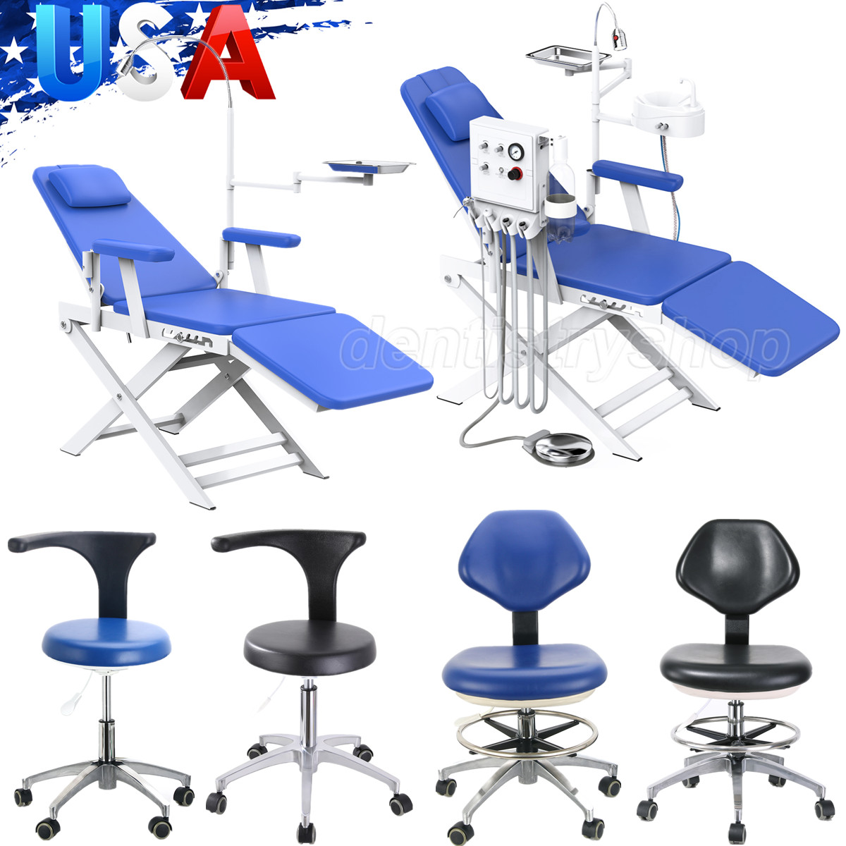 4Hole Dental Portable Folding Chair/Turbine Unit Chair/Adjustable Doctor's Stool