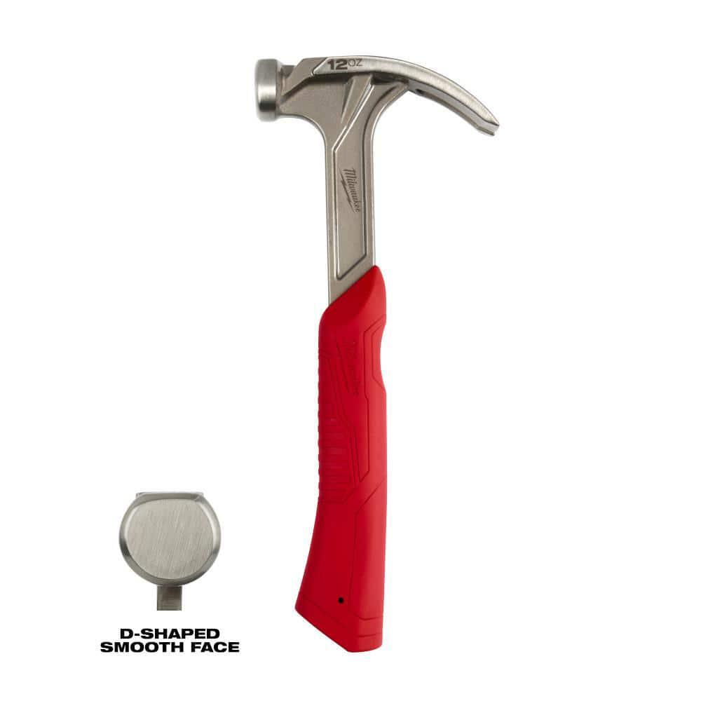 Milwaukee Hammer 12oz Smooth Face Hybrid Claw Steel Handle Finish Tool