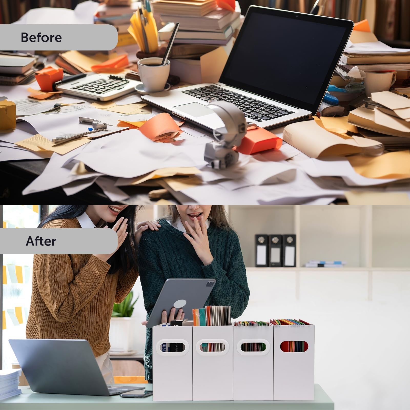 Collapsible File Organizer Box With Handle Cardboard Hanging Document Holder