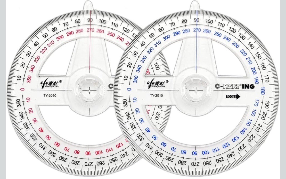 360° Protractor Pack of 2 Protactors Plastic Protractor Math Protractors Clea...