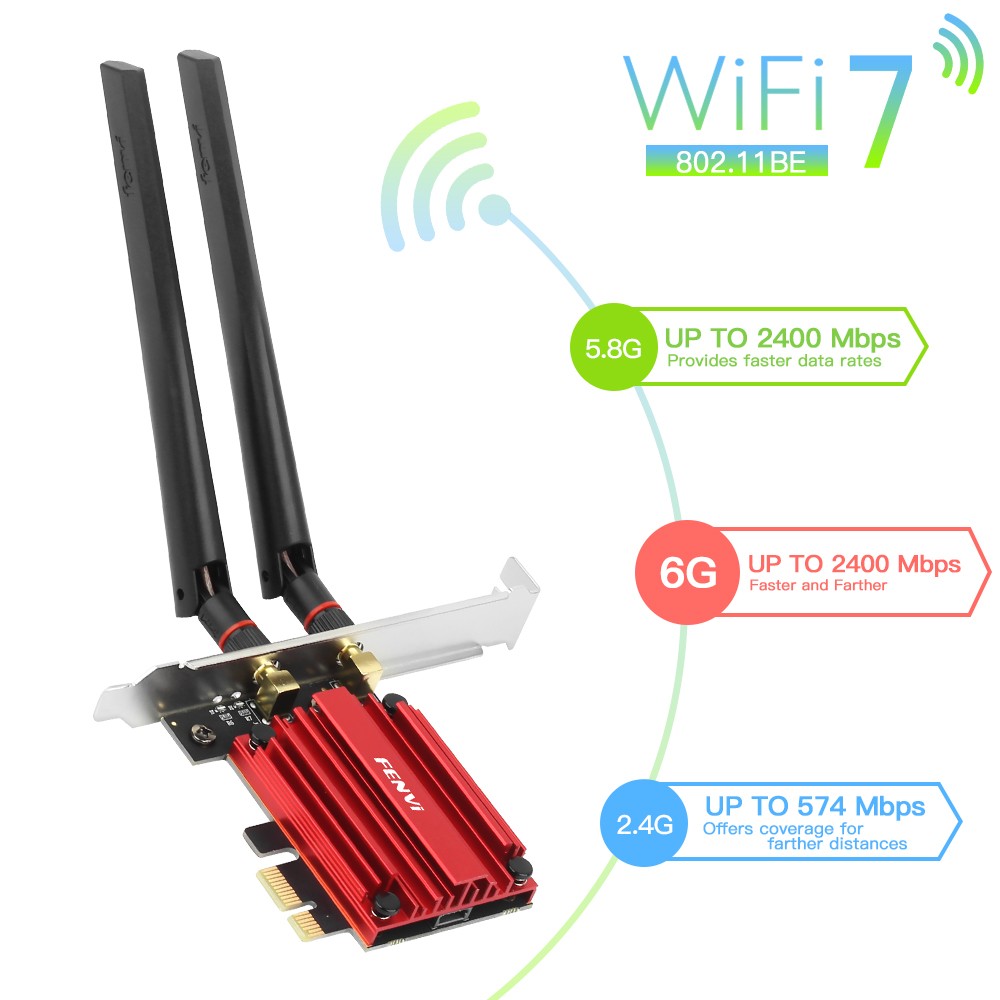 BE5400 WiFi 7 PCIe Desktop Card with Mediatek MT7925 chip Bluetooth 5.4 Adapter