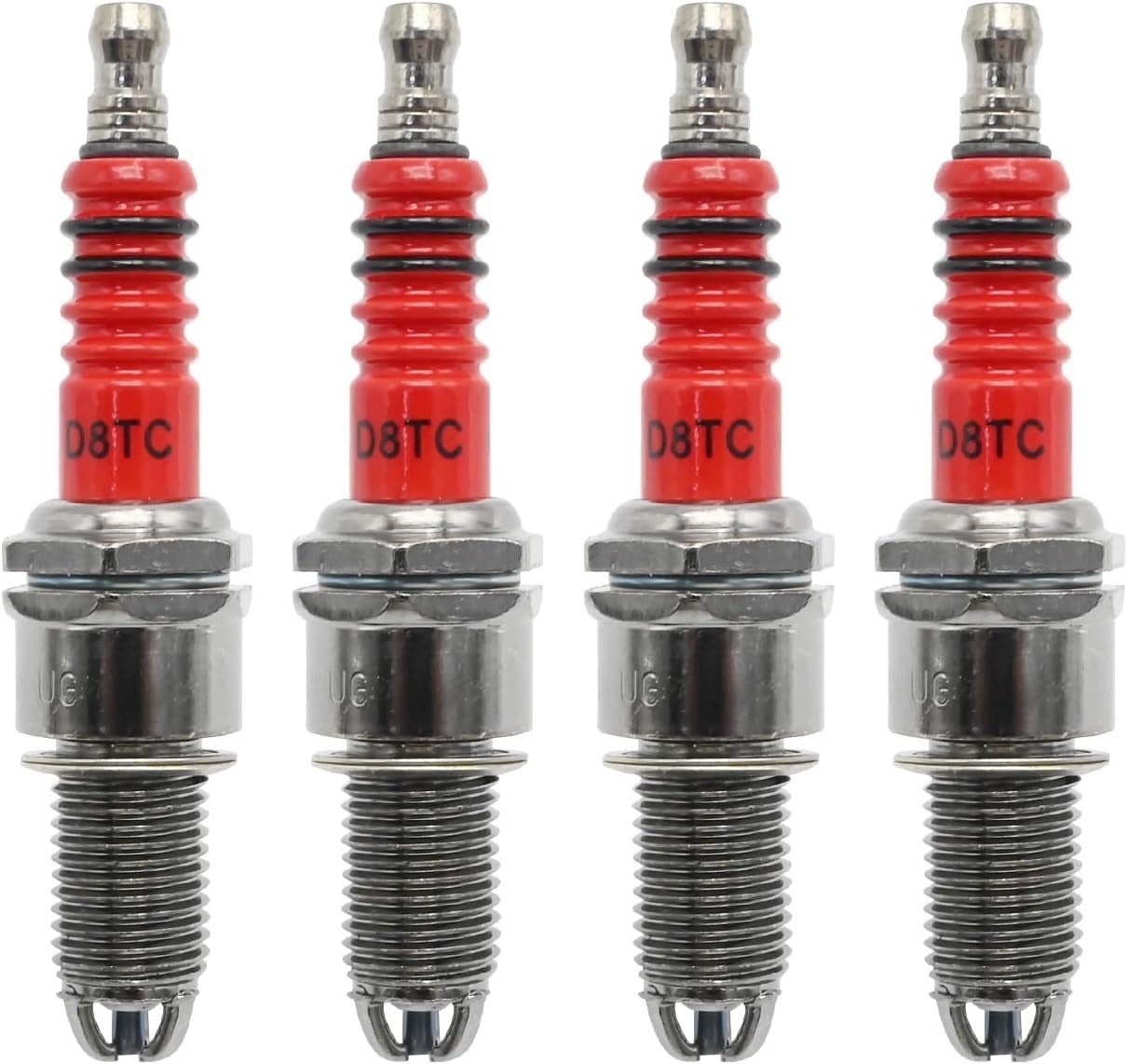 4 Pack D8TC 3 Electrode Spark Plug Replacement for CG 125cc 150cc 200cc 250cc CF