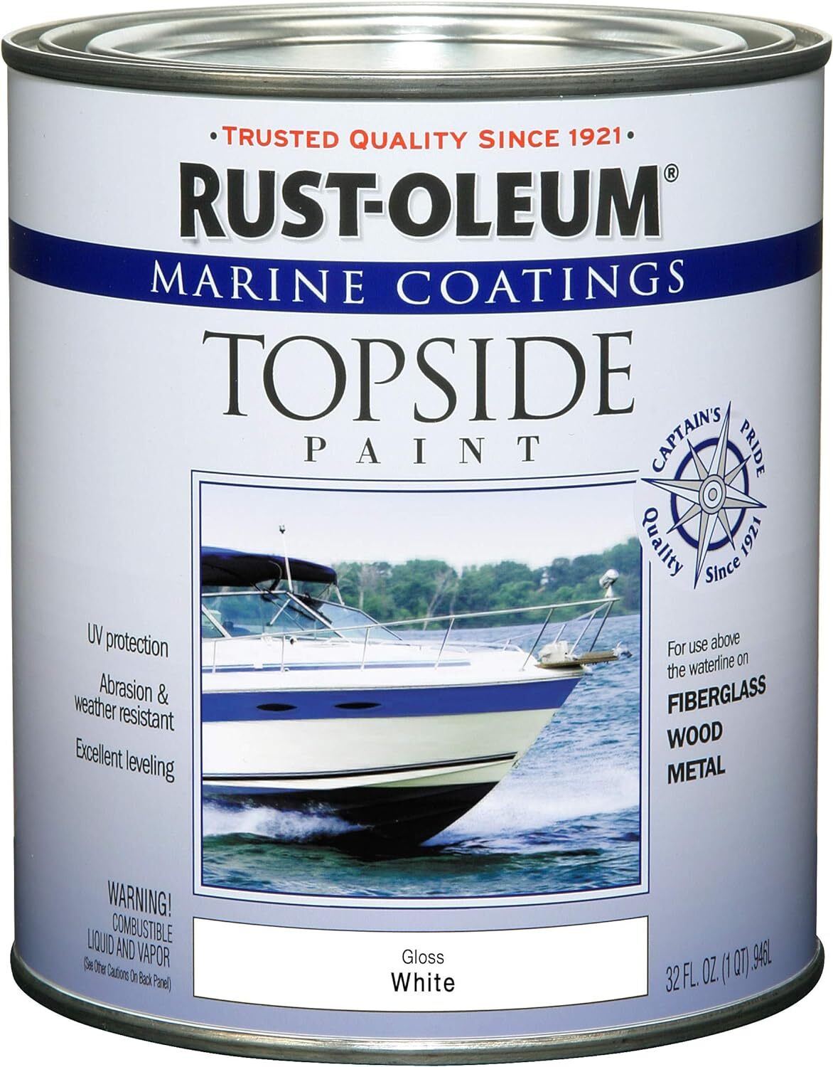 Rust-Oleum 206999 Marine Topside Paint, Gloss White, 1-Quart