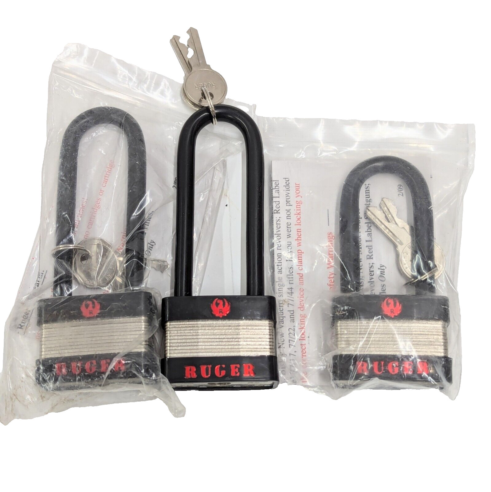 3 Ruger Gun Locks Black With 2 Keys 2-5035A 3.5" & 1-5025A 2.5" Firearm Safety