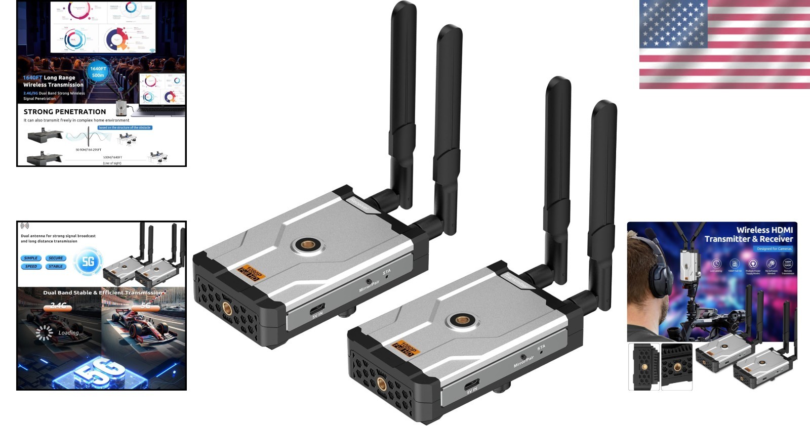Wireless HDMI Transmitter and Receiver, 1640Ft/50M,Wireless Extender Sliver