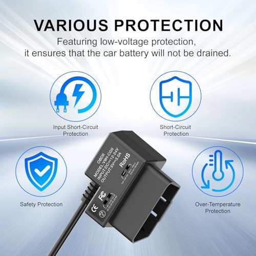 Radar OBD Hardwire Kit for Dash Cam, Millimeter-Wave Motion Detection, Plug &
