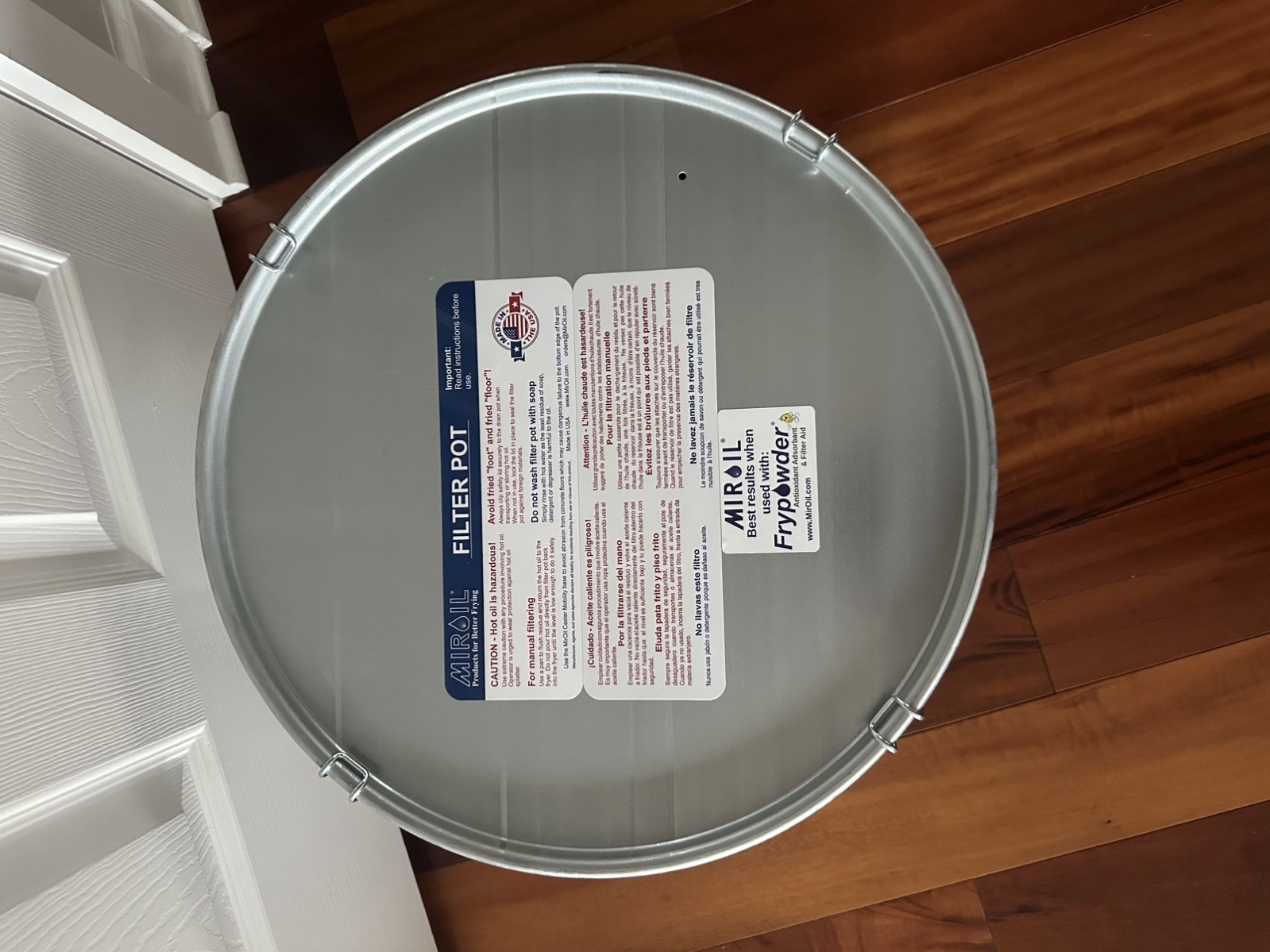 MirOil Model 60LC Drain Pot With Lid & Castor Base, Silver – 7 Gal