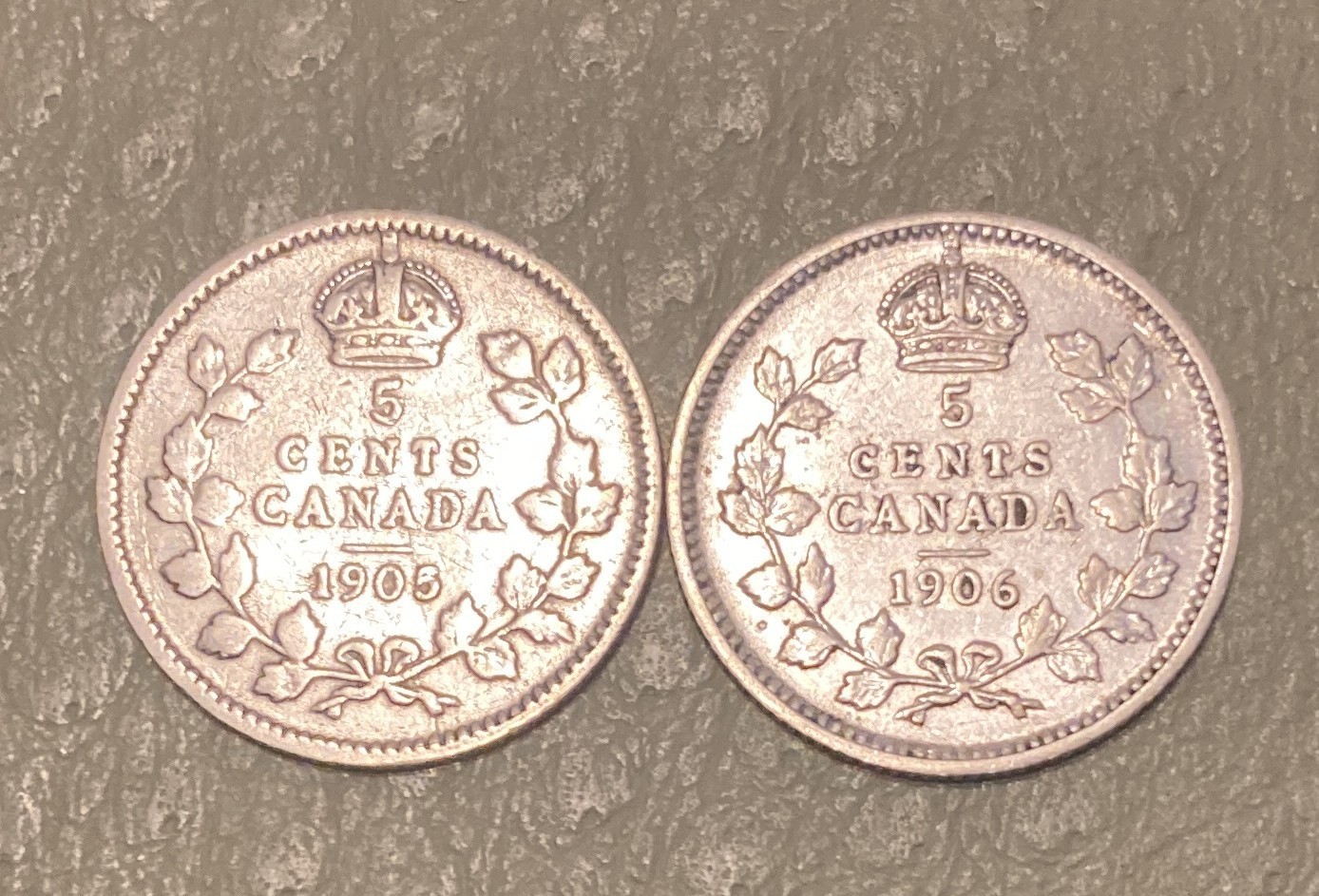 1905 & 1906 Canada 5 Cents Silver Coins