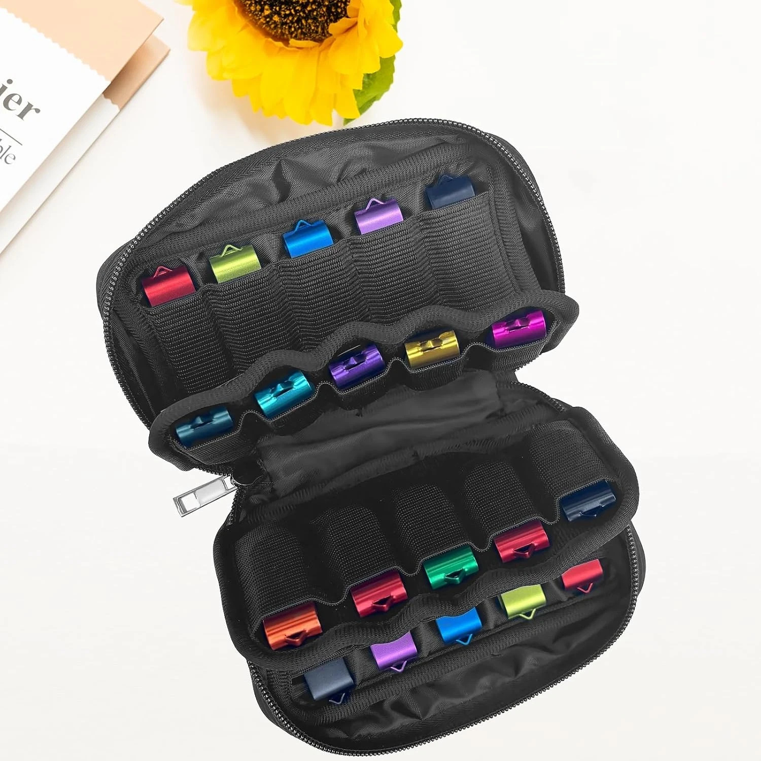 USB Flash Drive Storage Case, 20 Slots Electronic Organizer, Black Carrying Case