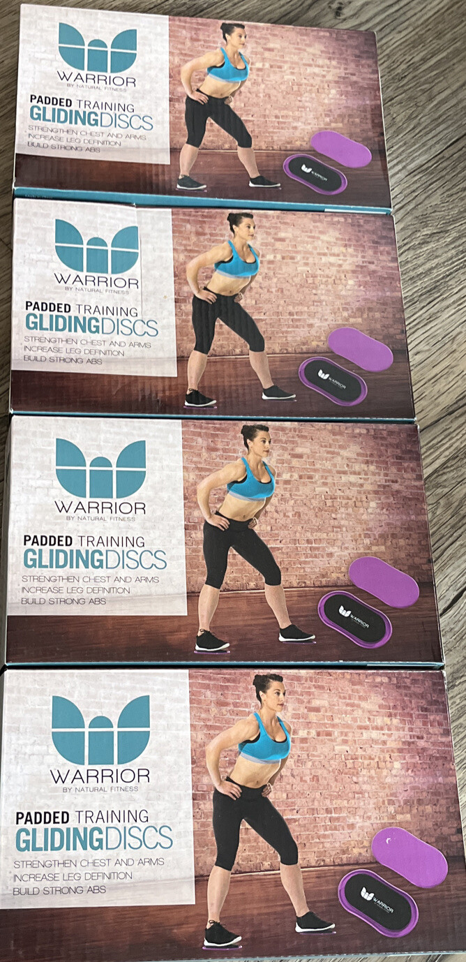 4 Pack Warrior Padded Training Gliding Discs by Natural Fitness Strength Workout