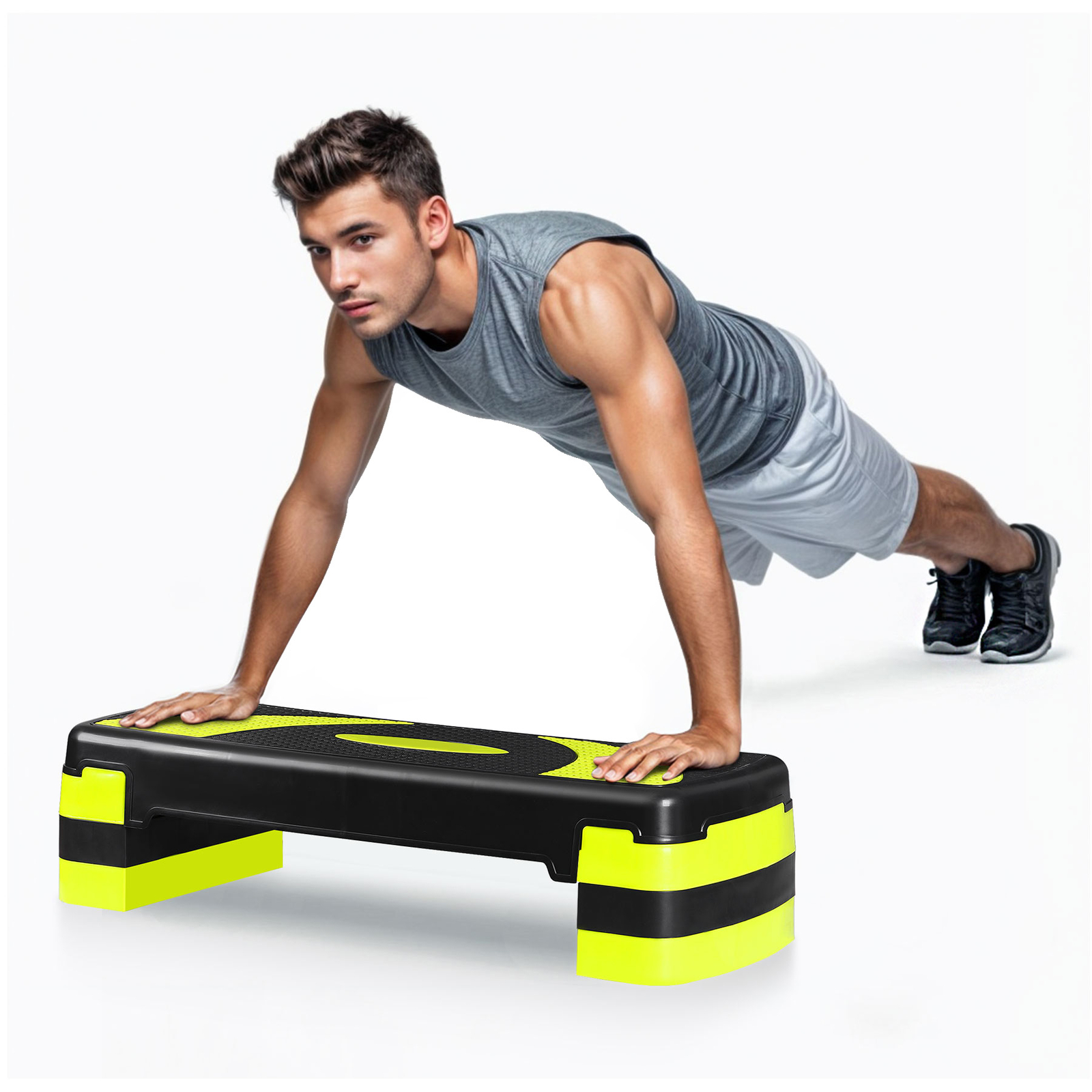 Adjustable Aerobic Stepper Workout Step with 4 Risers Exercise Platform Trainer