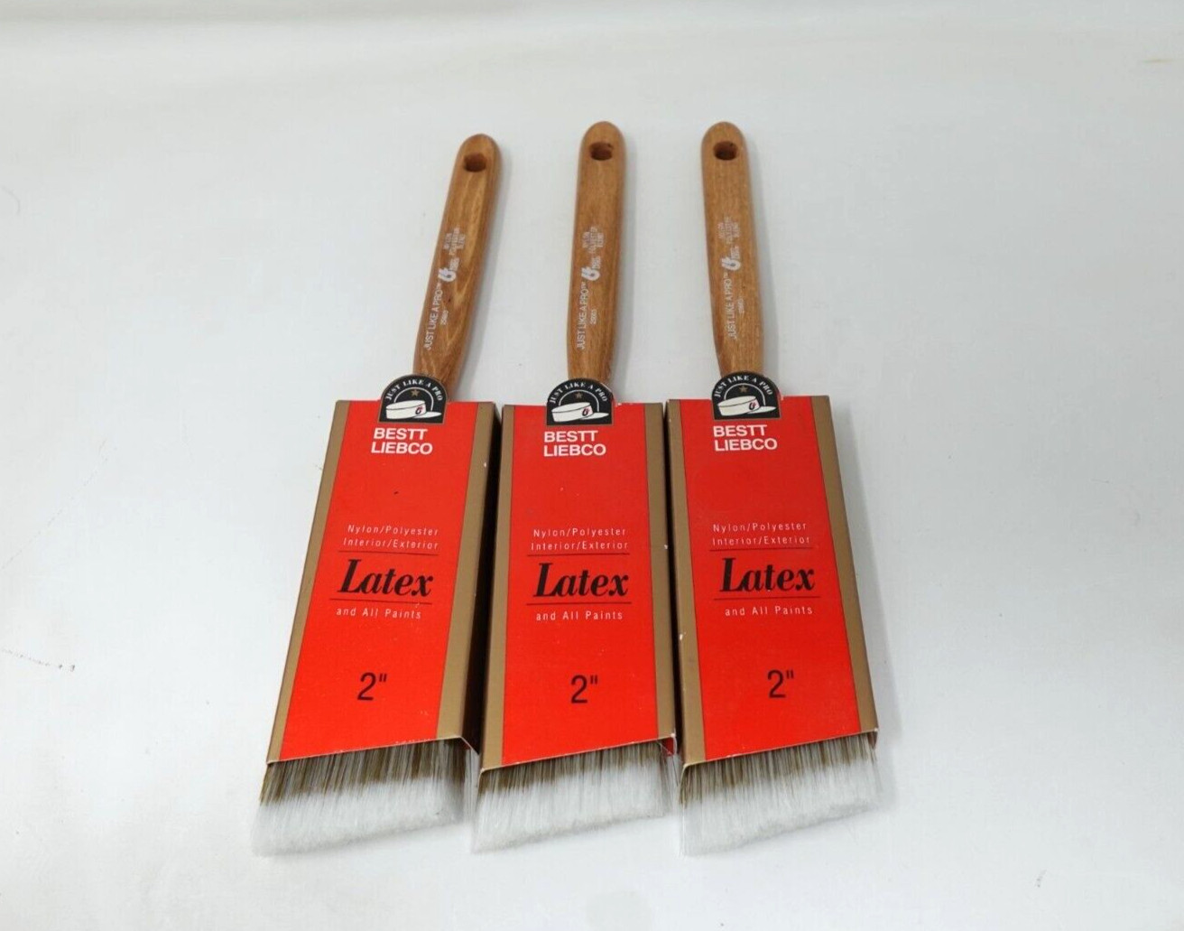 Bestt Liebco 2" Paint Brushes 3 Pack Nylon/Polyester for Latex & All Paints 3 Pa