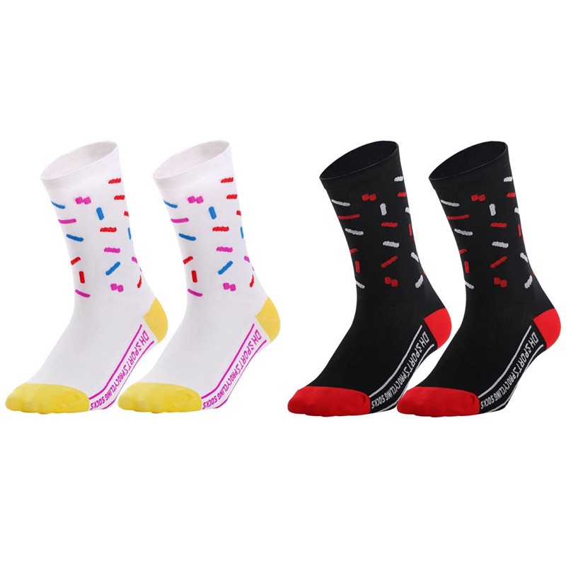 2Pairs Cycling Socks Riding Bicycle Bike Sports Ankle Socks XC MTB Black White