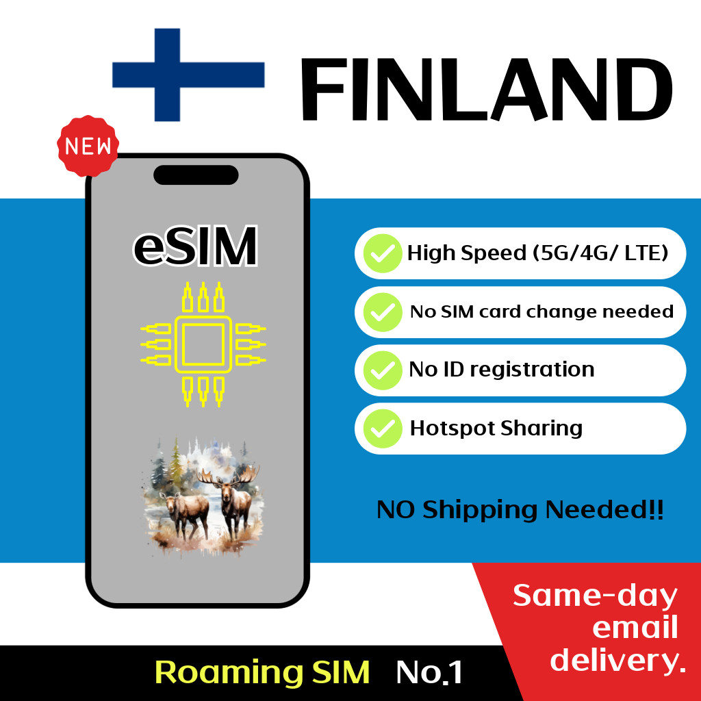 Finland  + Europe Travel eSIM - 7 to 30 Days - 5GB / 10GB , Unlimited