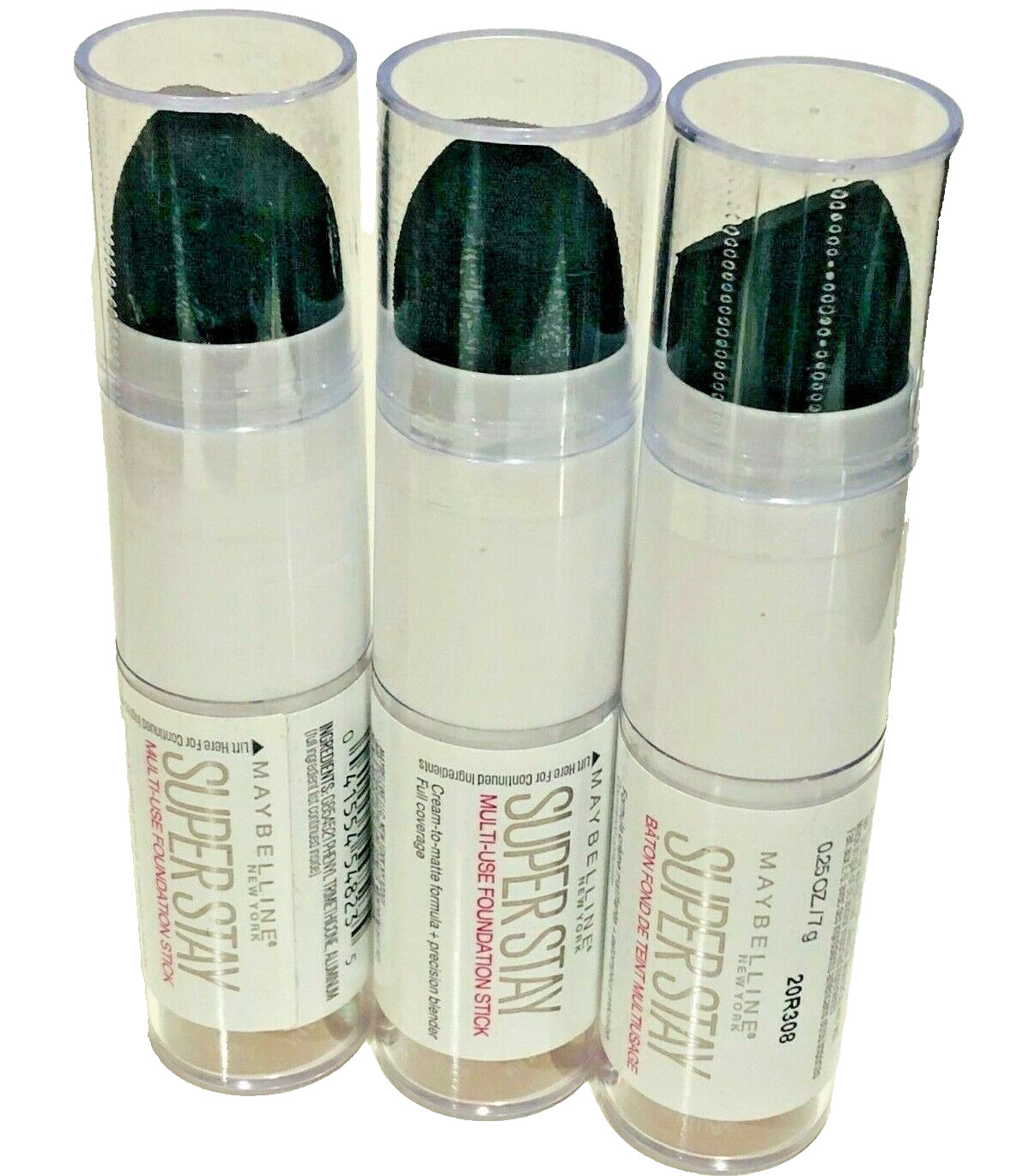 MAYBELLINE SUPER STAY, MULTI USE FOUNDATION STICK CREAM, 130 BUFF BEIGE,  3 PACK