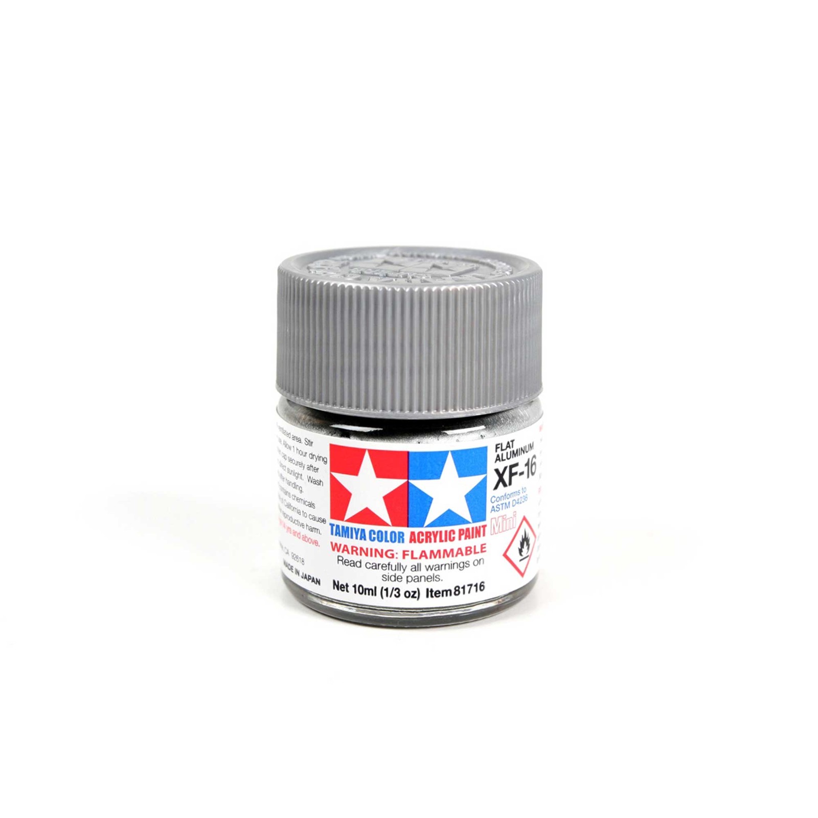 Tamiya Acrylic Mini XF16 Flat Aluminum TAM81716 Plastics Paint Acrylic