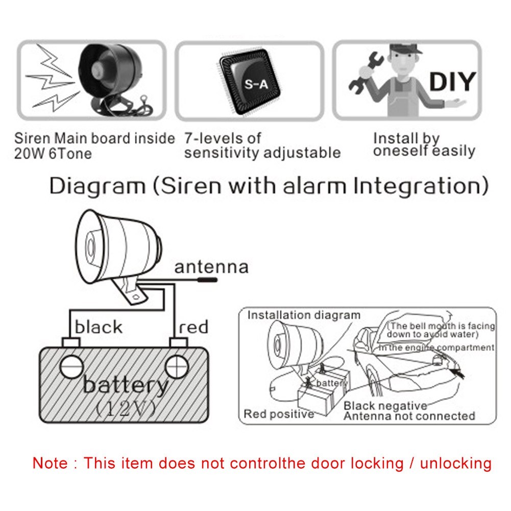Car Remote Keyless Entry Vibration Alarm Security System W/2 Remote Control Kit