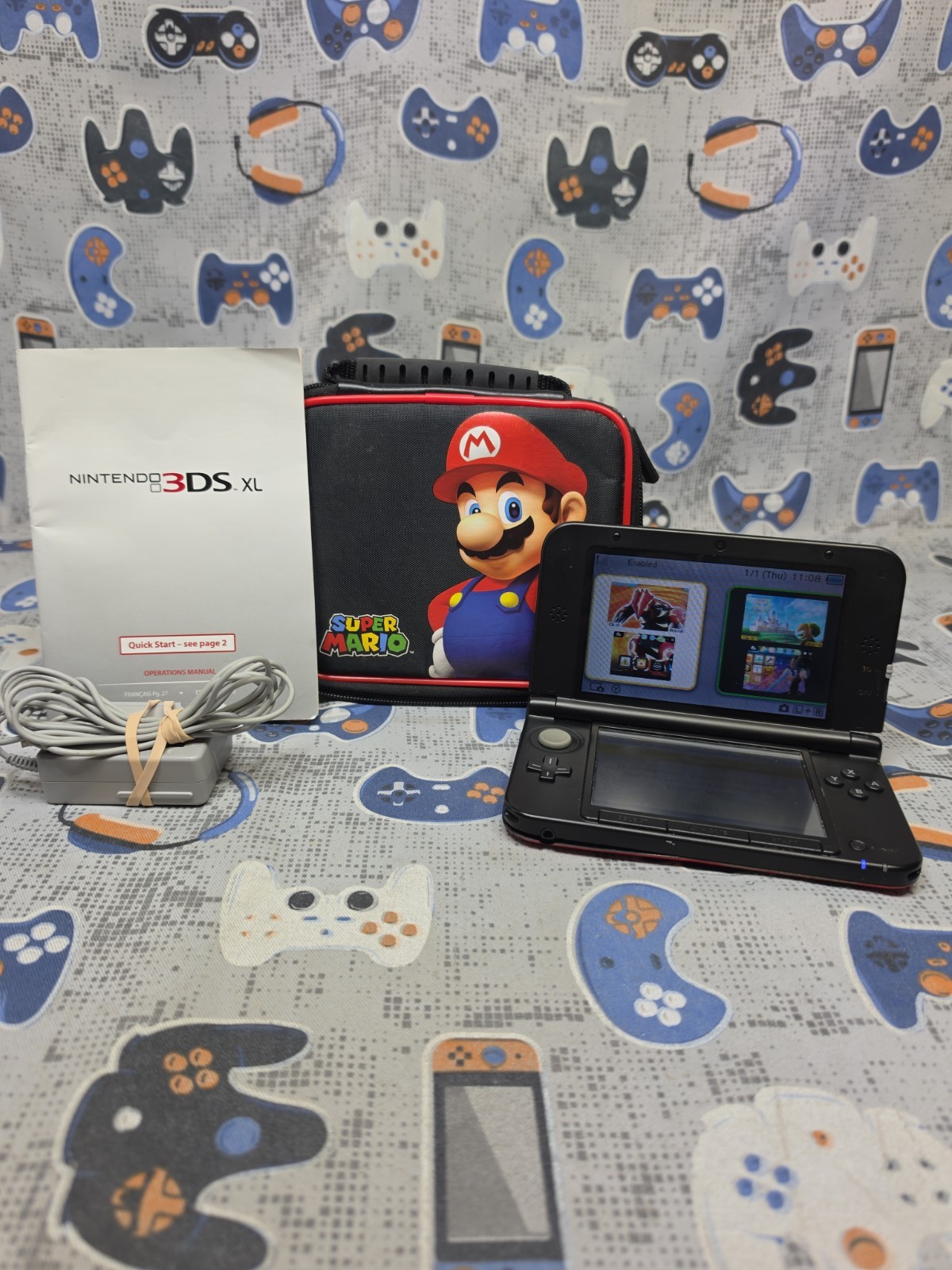 Nintendo 3Ds Xl Rare Super Mario Bros2 Gold Edition With Charger/CASE/MANUAL