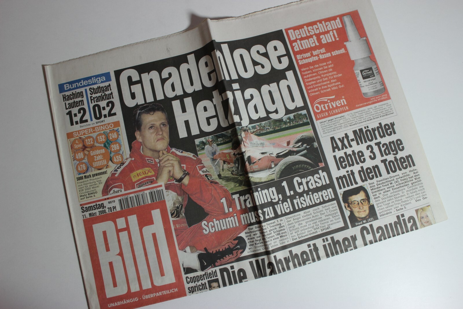 Bildzeitung 11.03.2000 March 11.3.2000 gift 20. 21. 22. 23rd Birthday