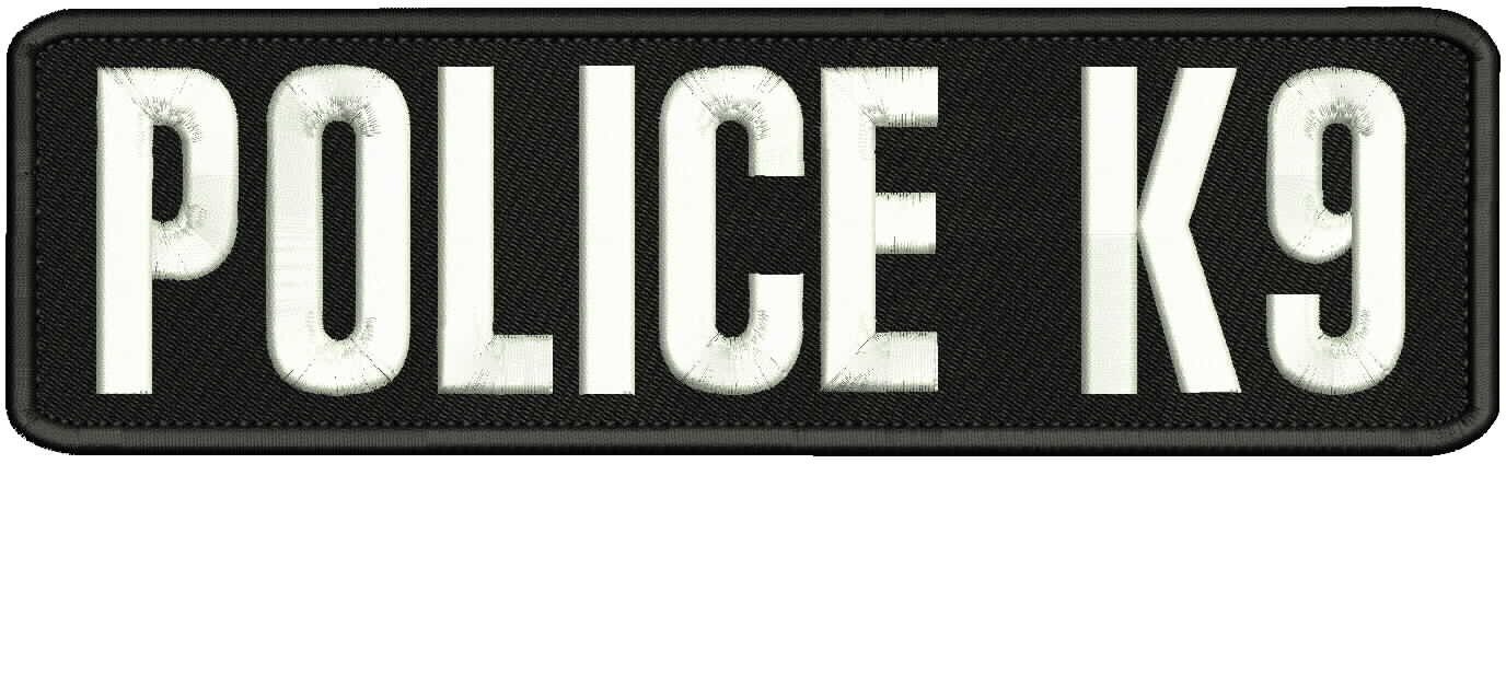 police k9 embroidery patches 3x11 hook on back white letters