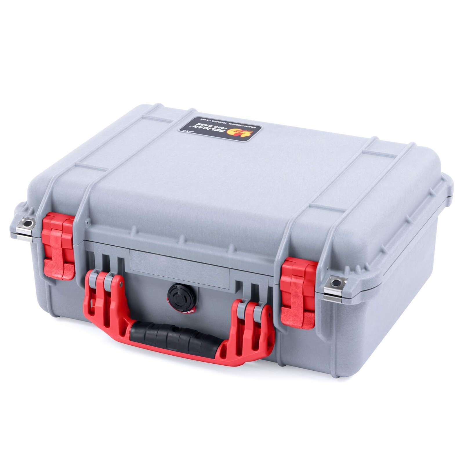 Silver & Red Pelican 1450 case. With Foam.