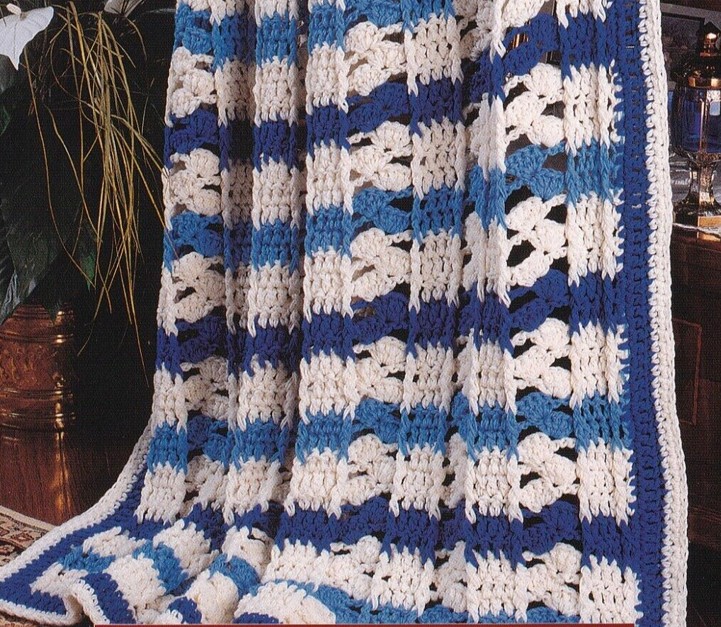 Afghan Crochet Pattern FLYING SHELLS 12-Hour Time Savers