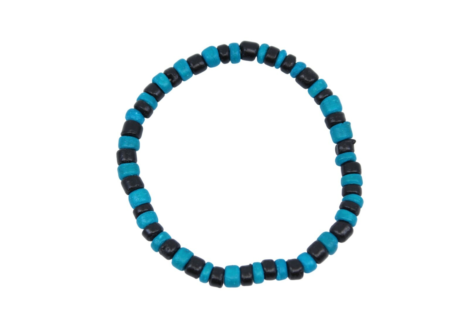Coconut Shell Bracelet - 7", Half Blue & Black Coconut (Thin), Hawaiian Surfer