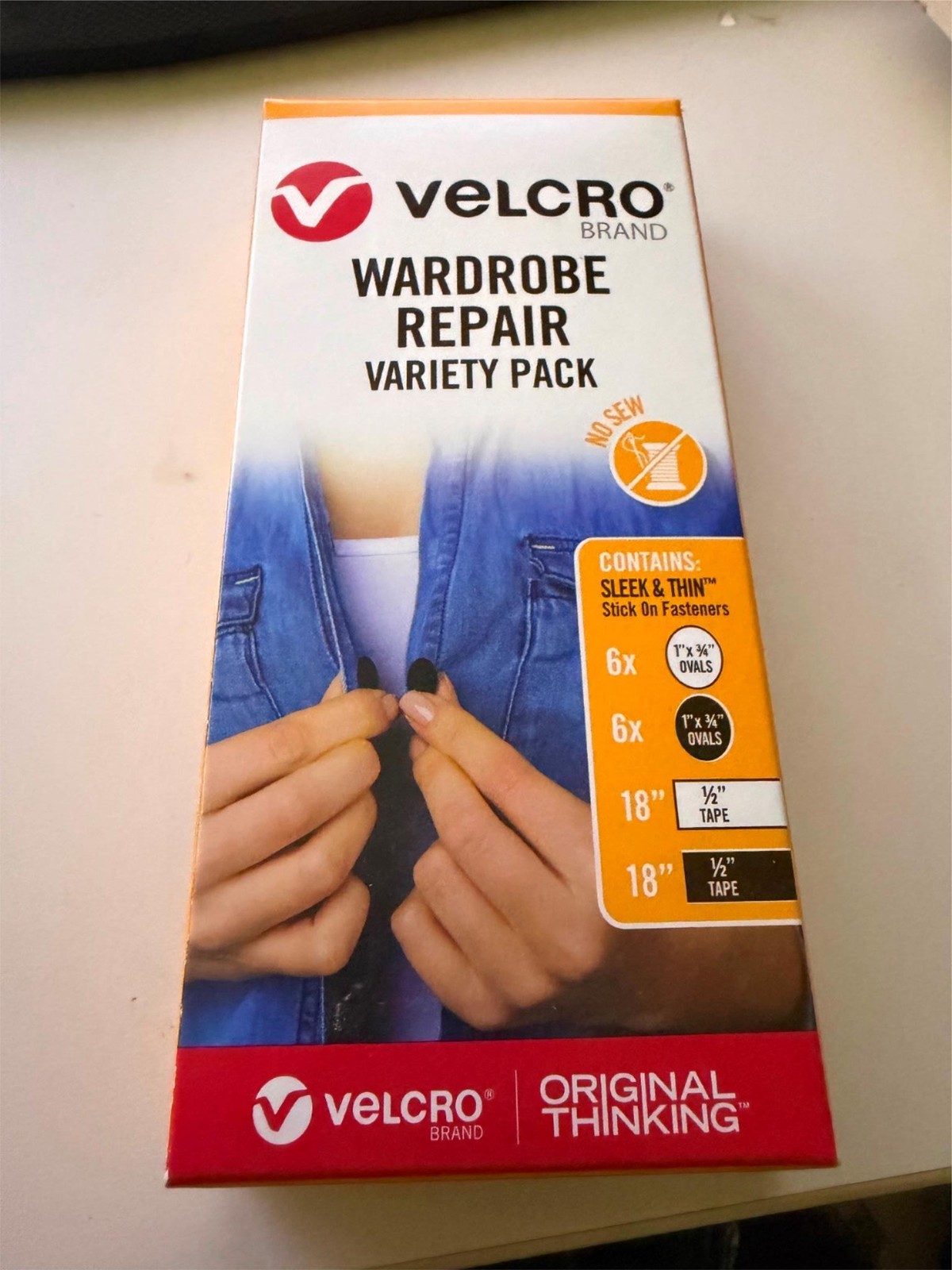 NIP VELCRO Brand Wardrobe Repair Variety Pack No Sew Sleek Thin Fasteners